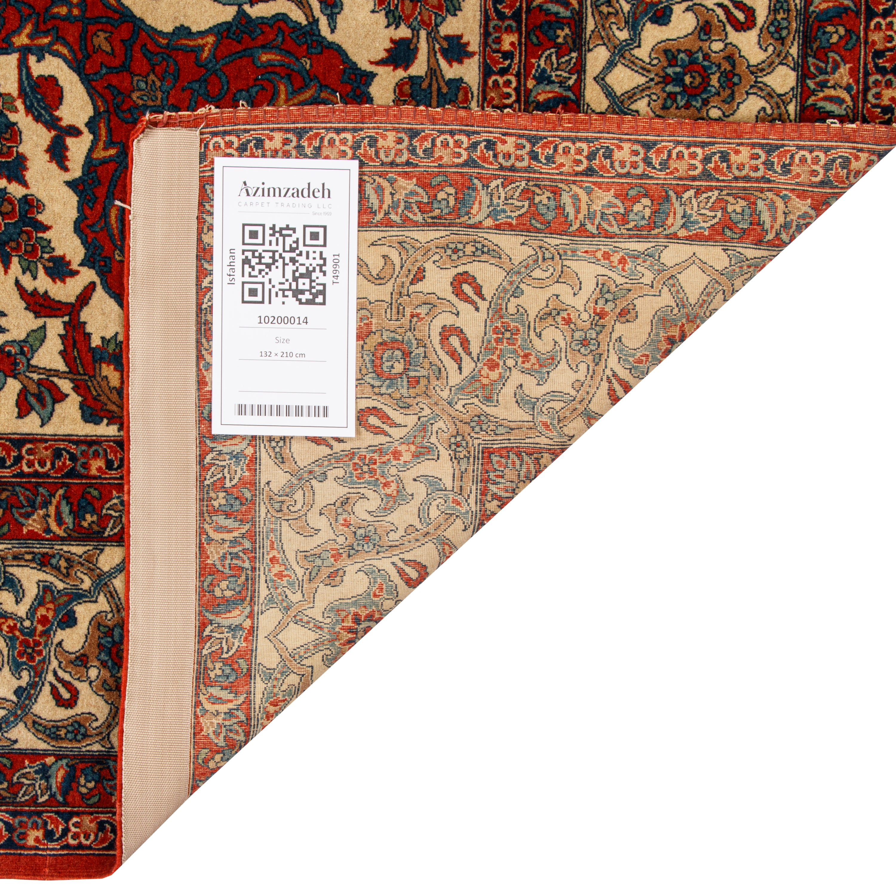 Isfahan Handmade Carpet — Sarasar | Wool / Cotton Warp | 132 × 210 cm | SKU 10200014