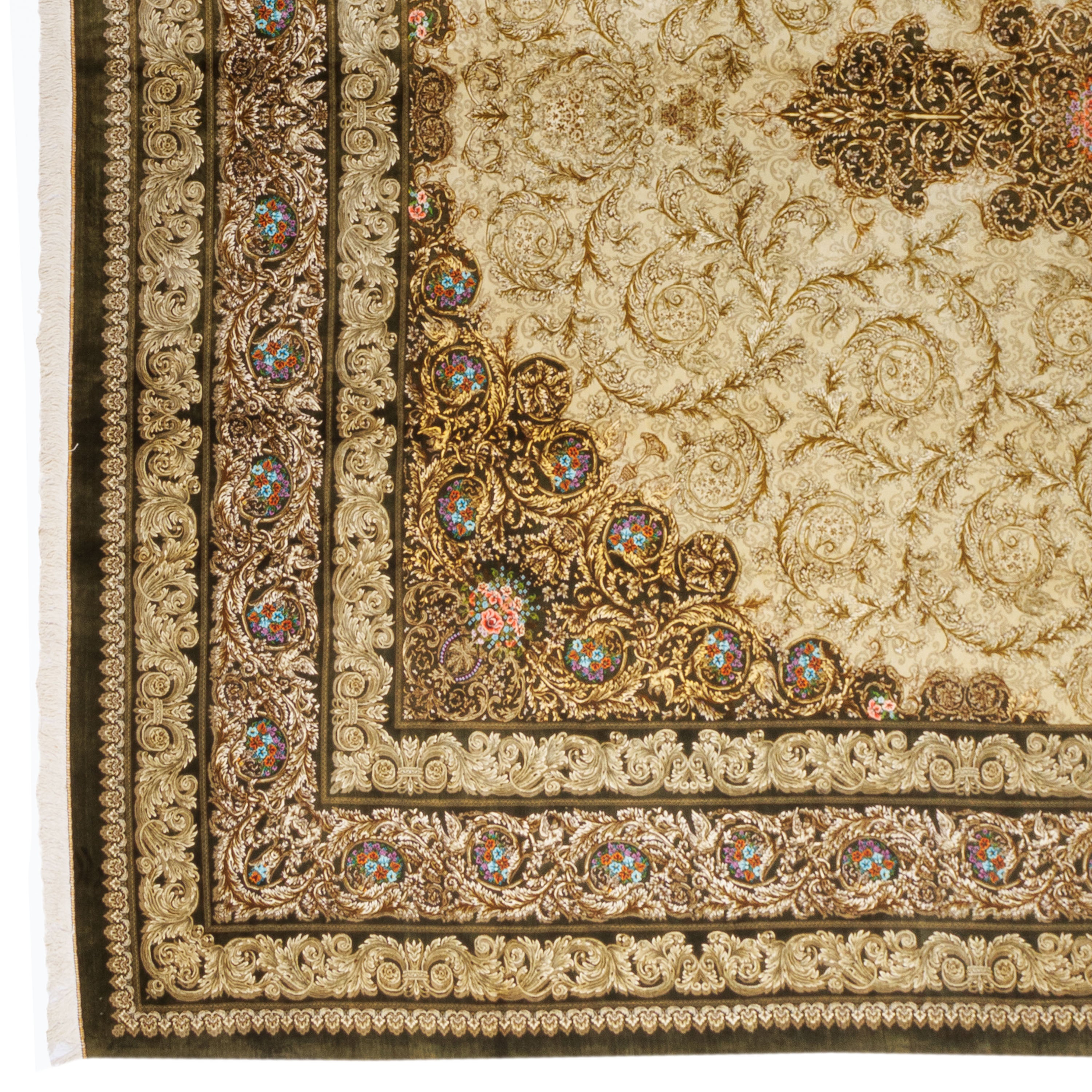 Qom Handmade Carpet — Lachak Toranj | Full Silk | 397 × 596 cm | SKU 12300739