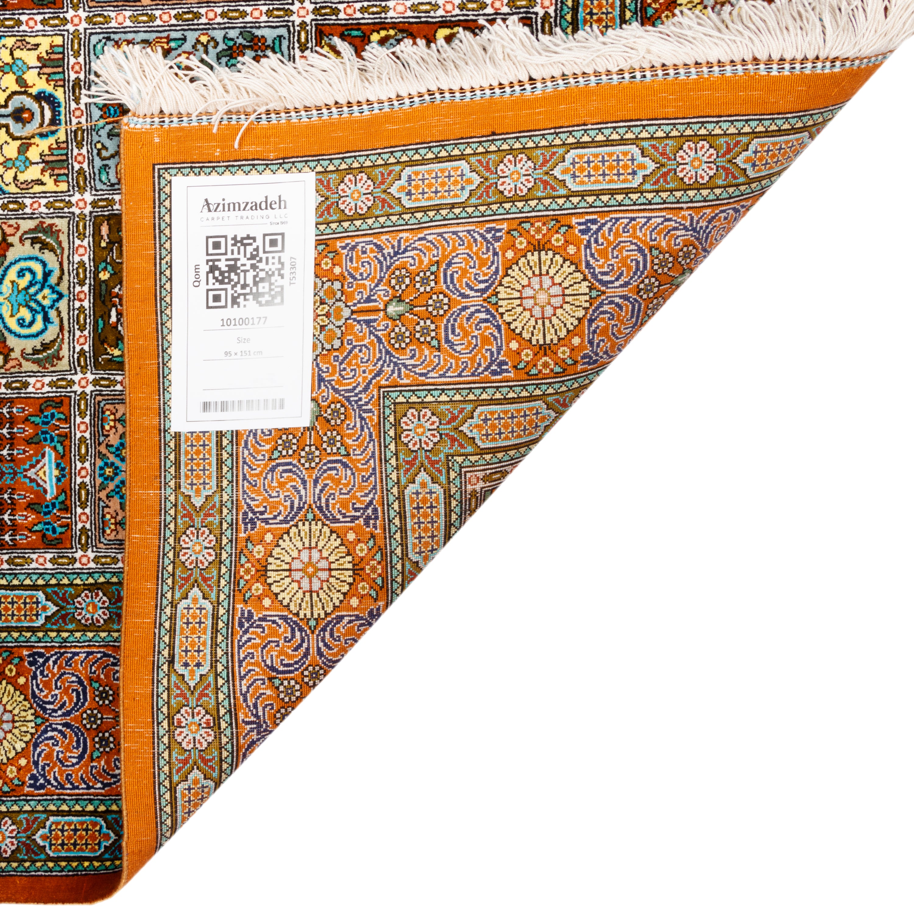 Qom Handmade Carpet — Kheshti | Full Silk | 95 × 151 cm | SKU 10100177