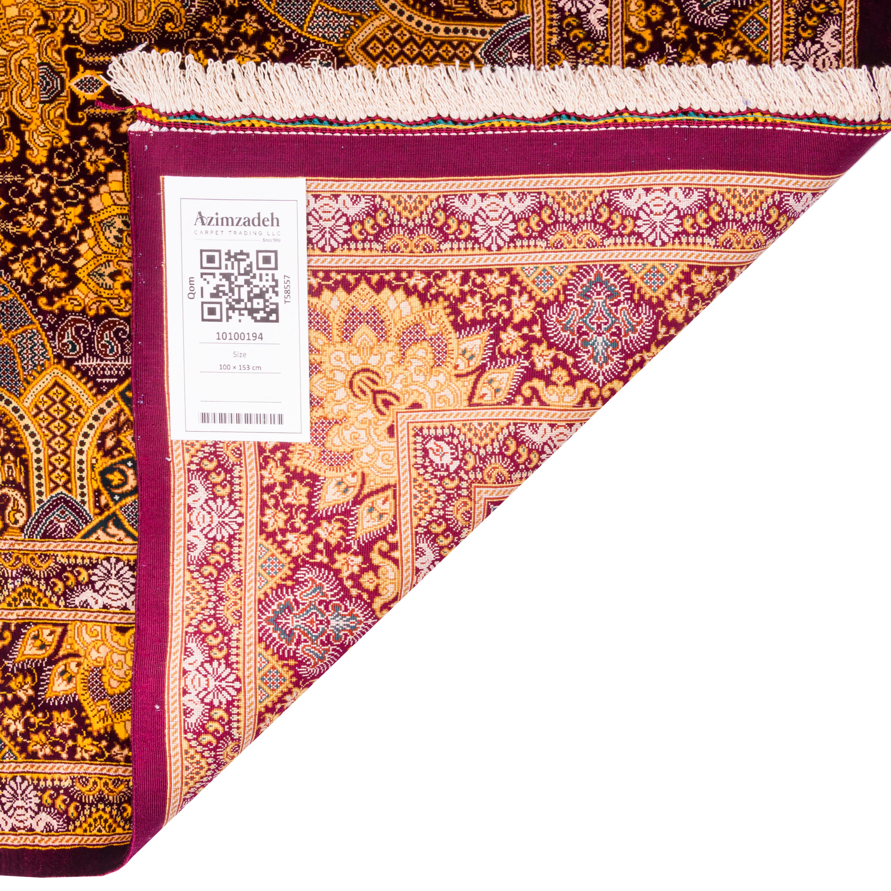 Qom Handmade Carpet — Lachak Toranj | Full Silk | 100 × 153 cm | SKU 10100194