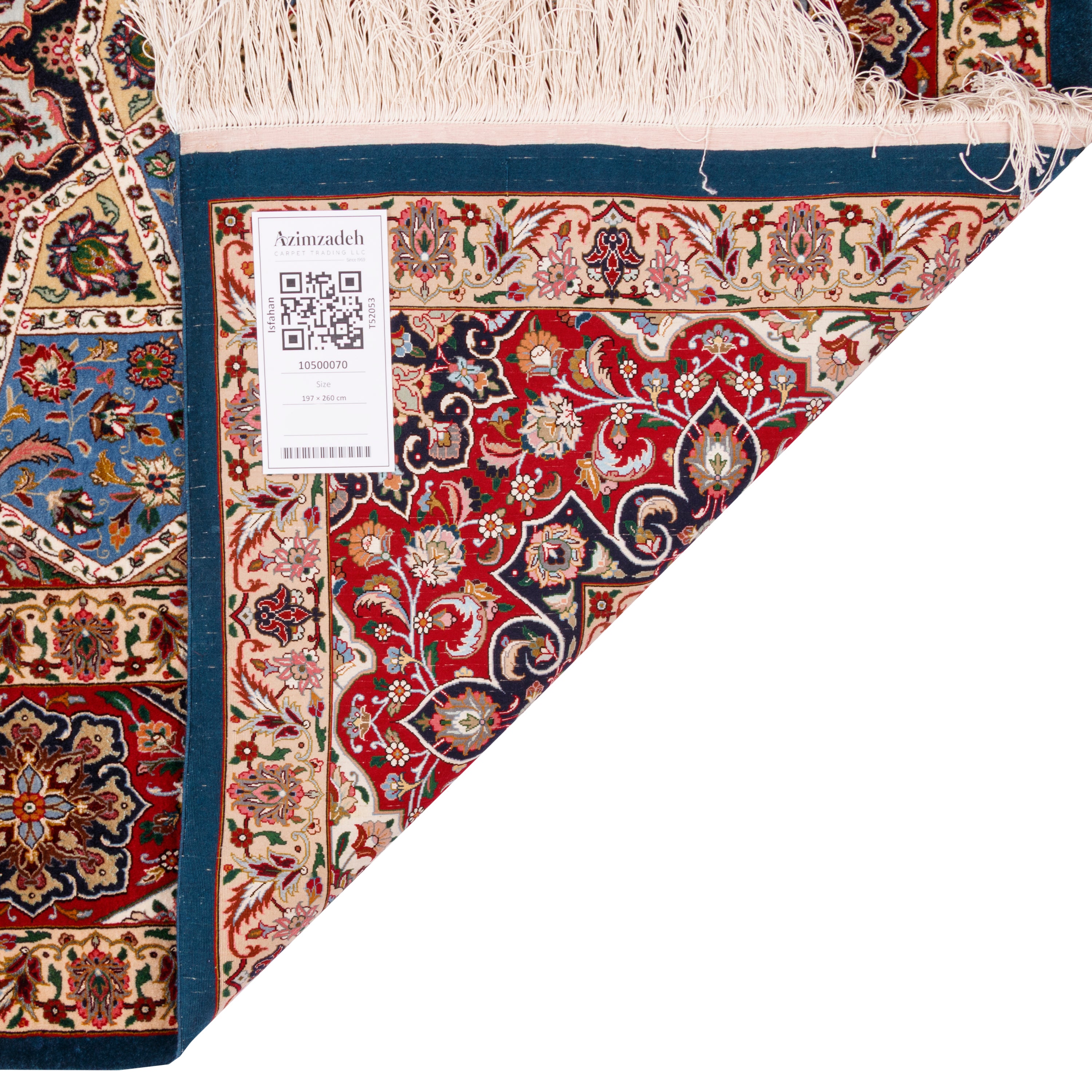 Isfahan Handmade Carpet — Gonbadi | Silk Pile / Silk Warp | 197 × 260 cm | SKU 10500070