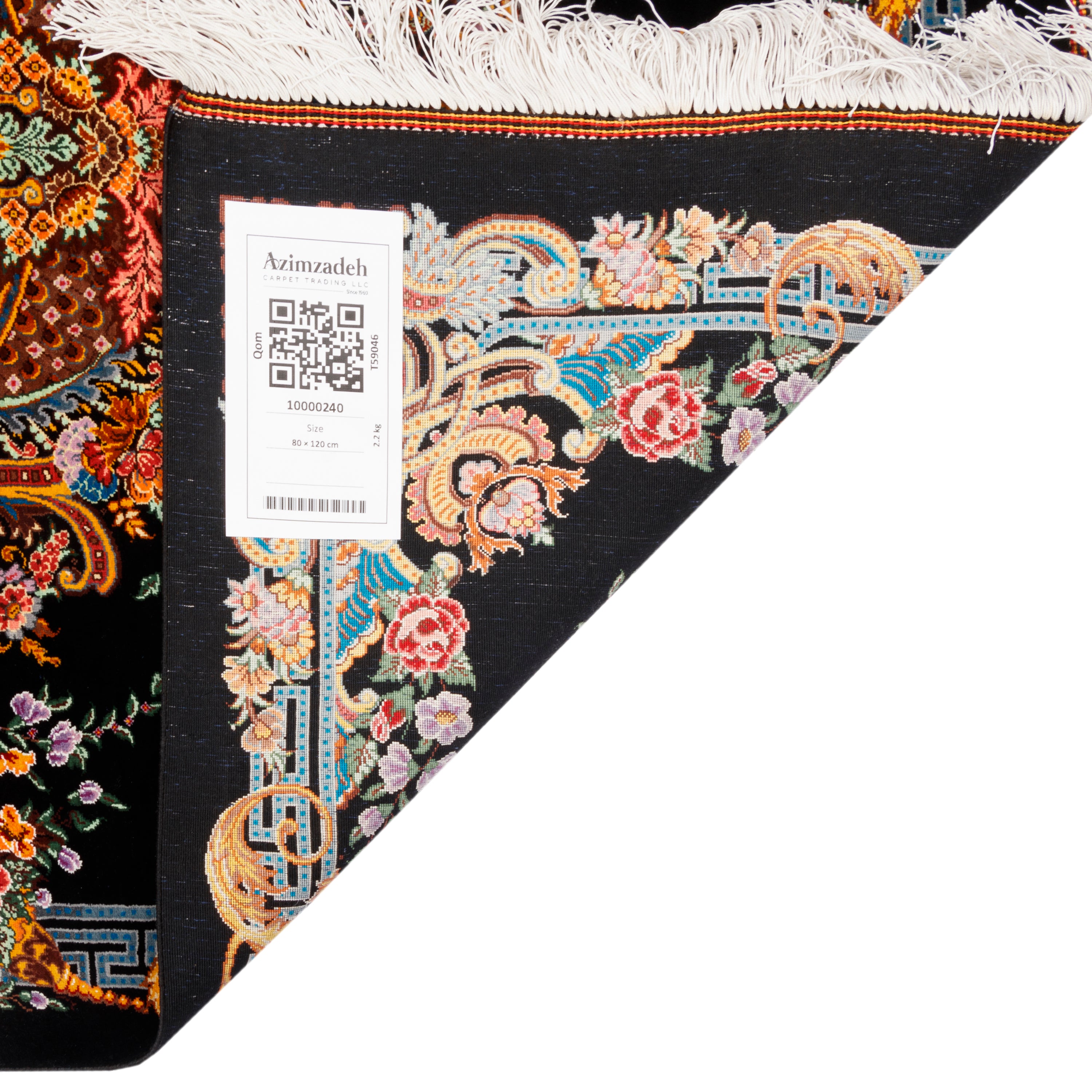 Qom Handmade Carpet — Lachak Toranj | Full Silk | 80 × 120 cm | SKU 10000240
