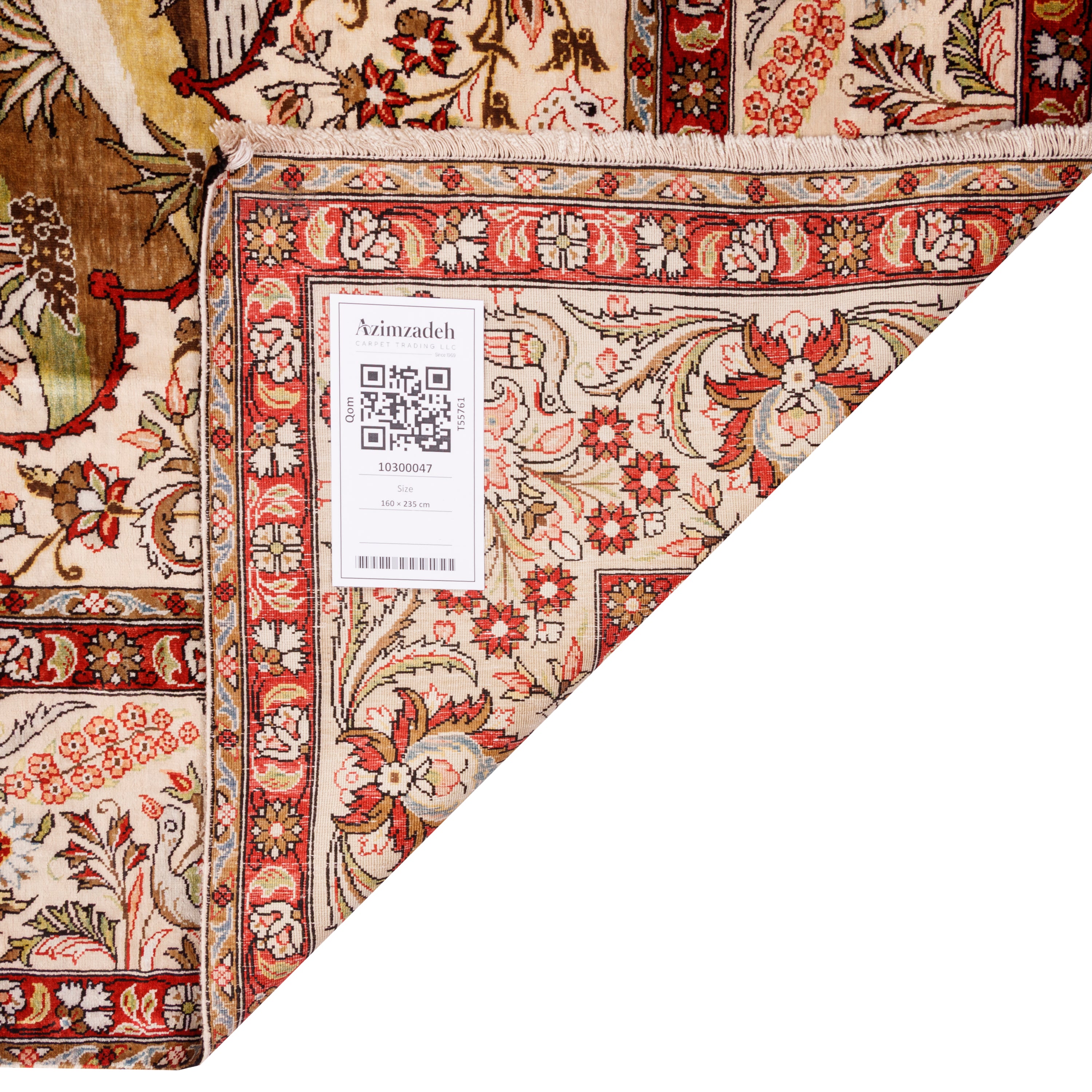 Qom Handmade Carpet — Sarasar | Full Silk | 160 × 235 cm | SKU 10300047