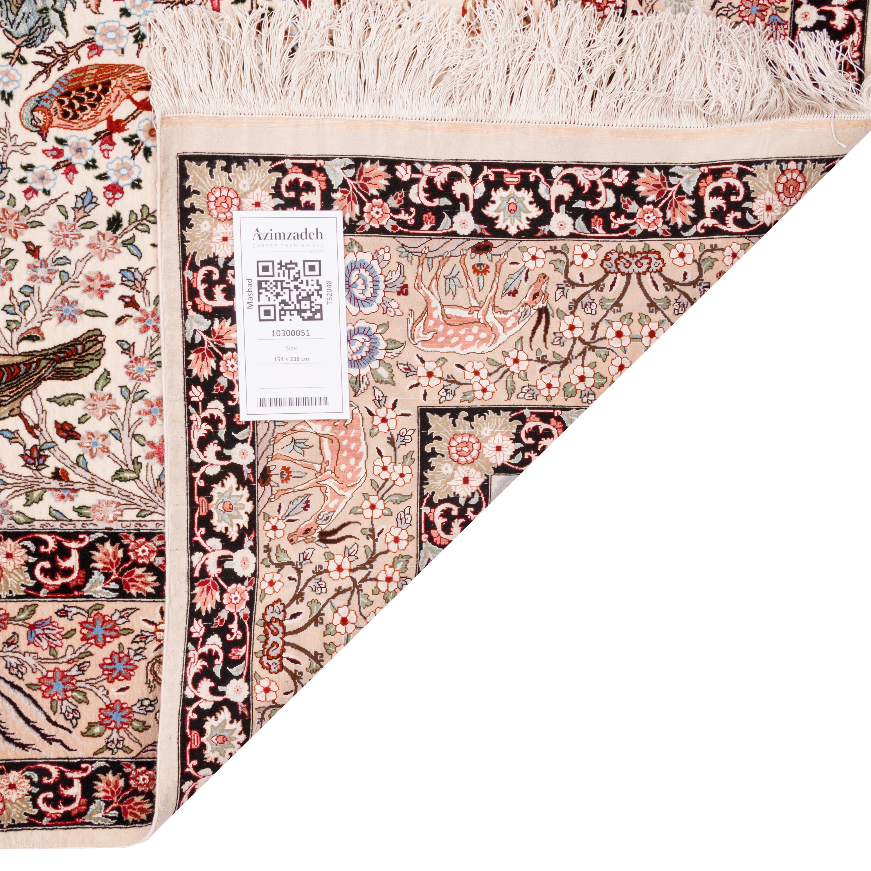 Mashhad Handmade Carpet — Derakht | Silk Pile / Silk Warp | 154 × 238 cm | SKU 10300051