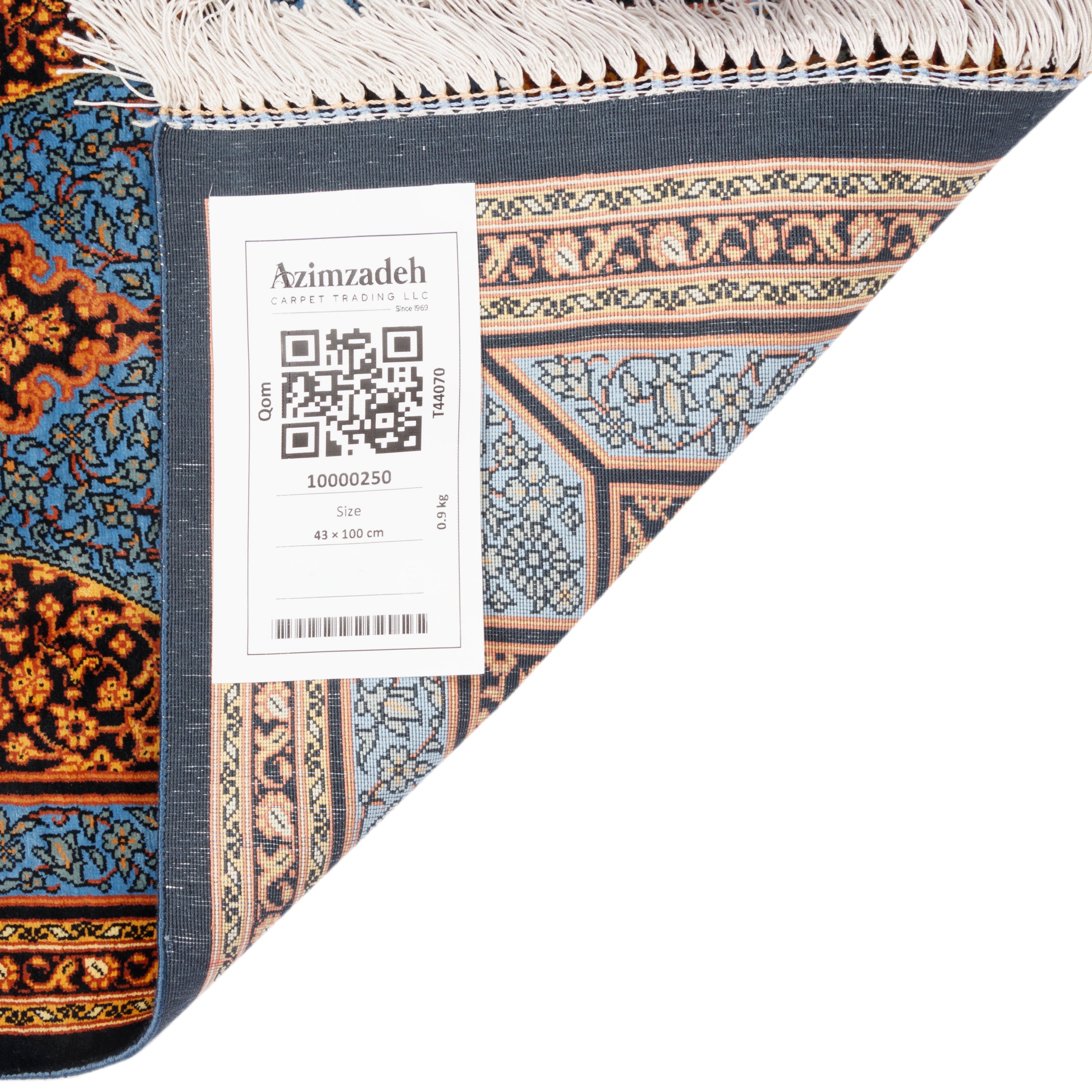 Qom Handmade Carpet — Lachak Toranj | Full Silk | 43 × 100 cm | SKU 10000250