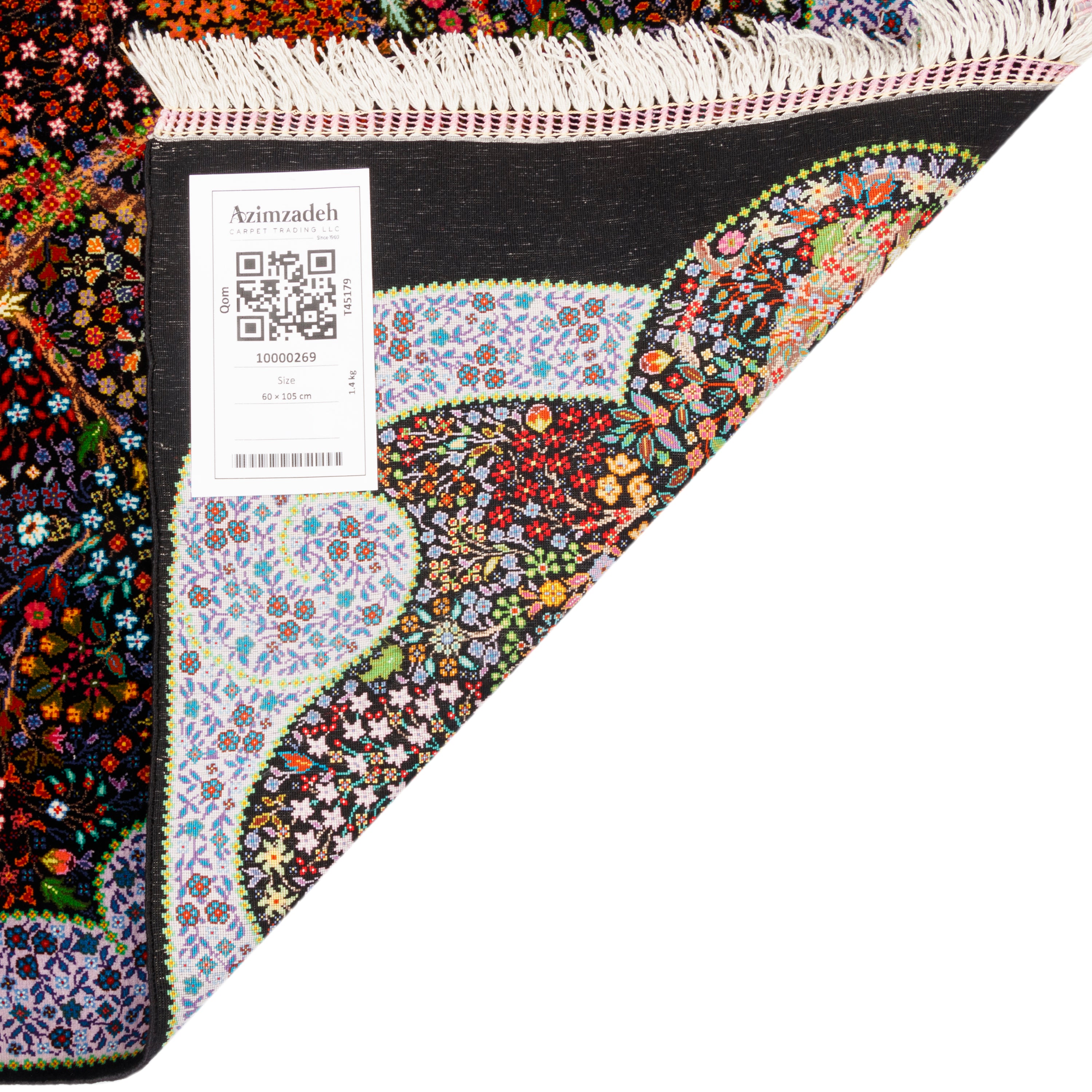 Qom Handmade Carpet — Derakht | Full Silk | 60 × 105 cm | SKU 10000269