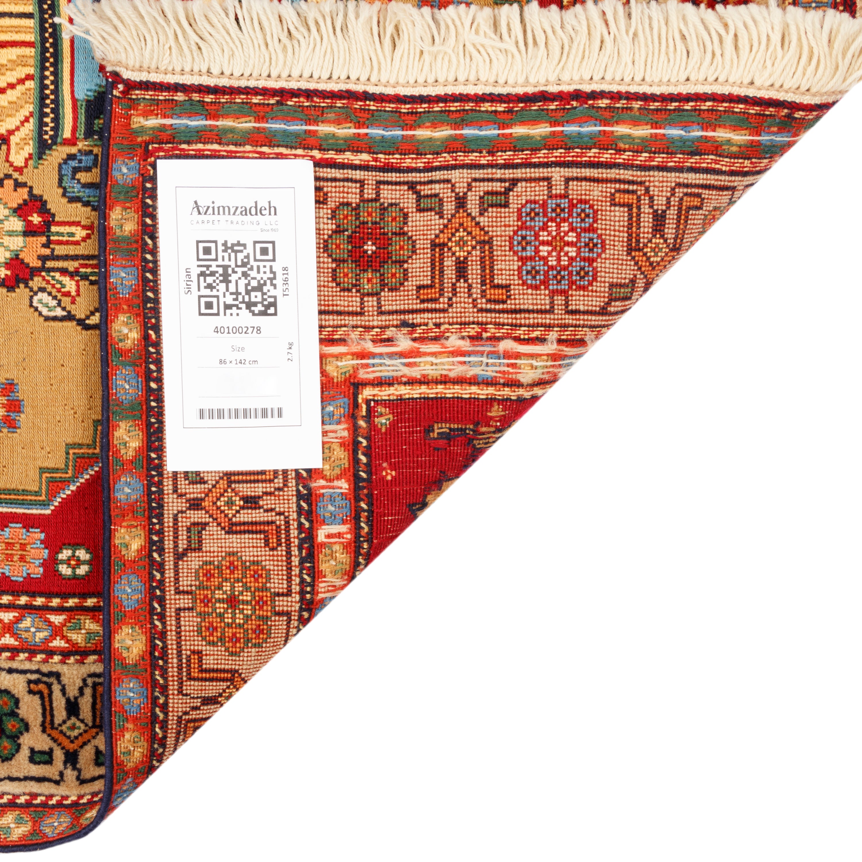 Sirjan Handmade Kilim Carpet — Goldani | Full Wool | 86 × 142 cm | SKU 40100278