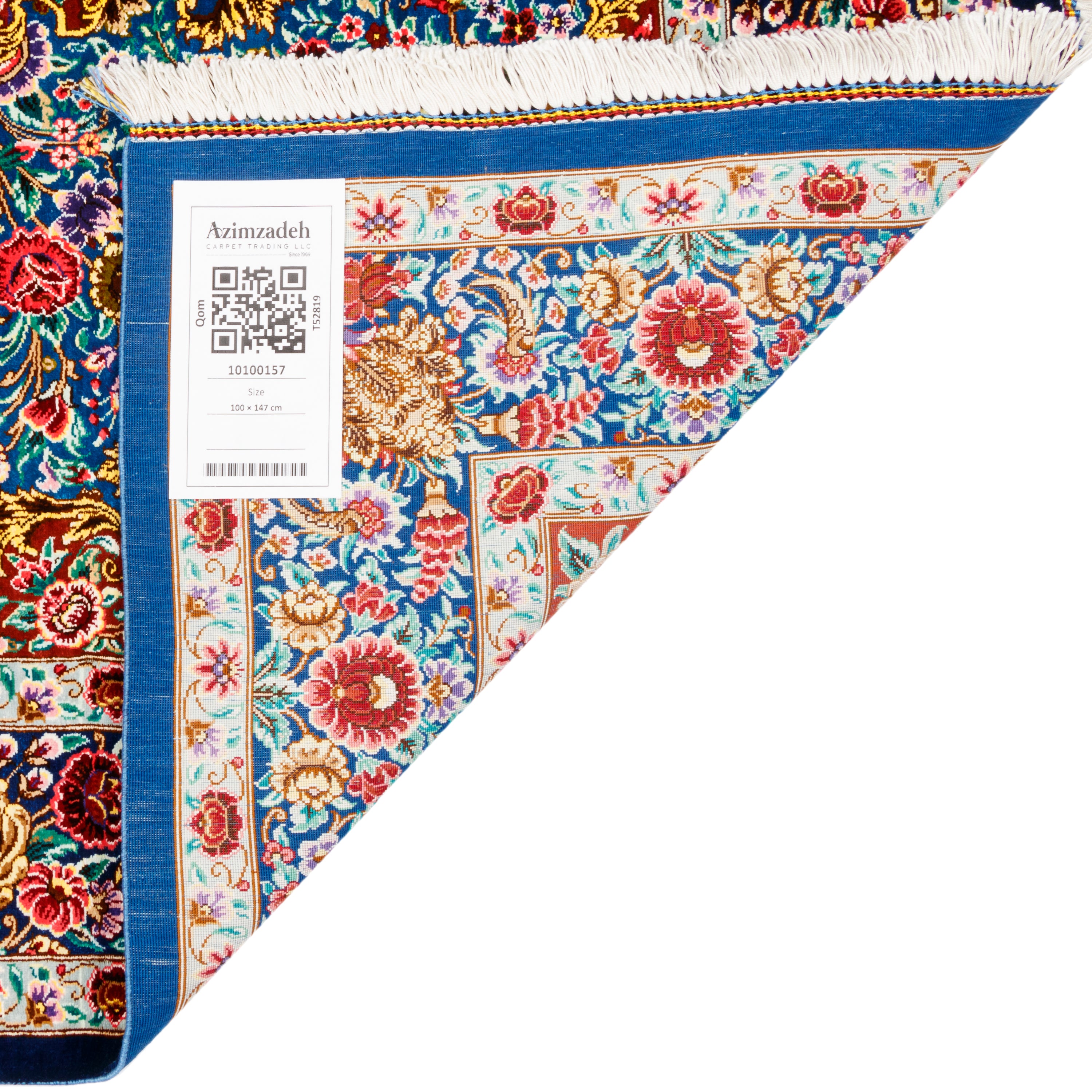 Qom Handmade Carpet — Lachak Toranj | Full Silk | 100 × 147 cm | SKU 10100157