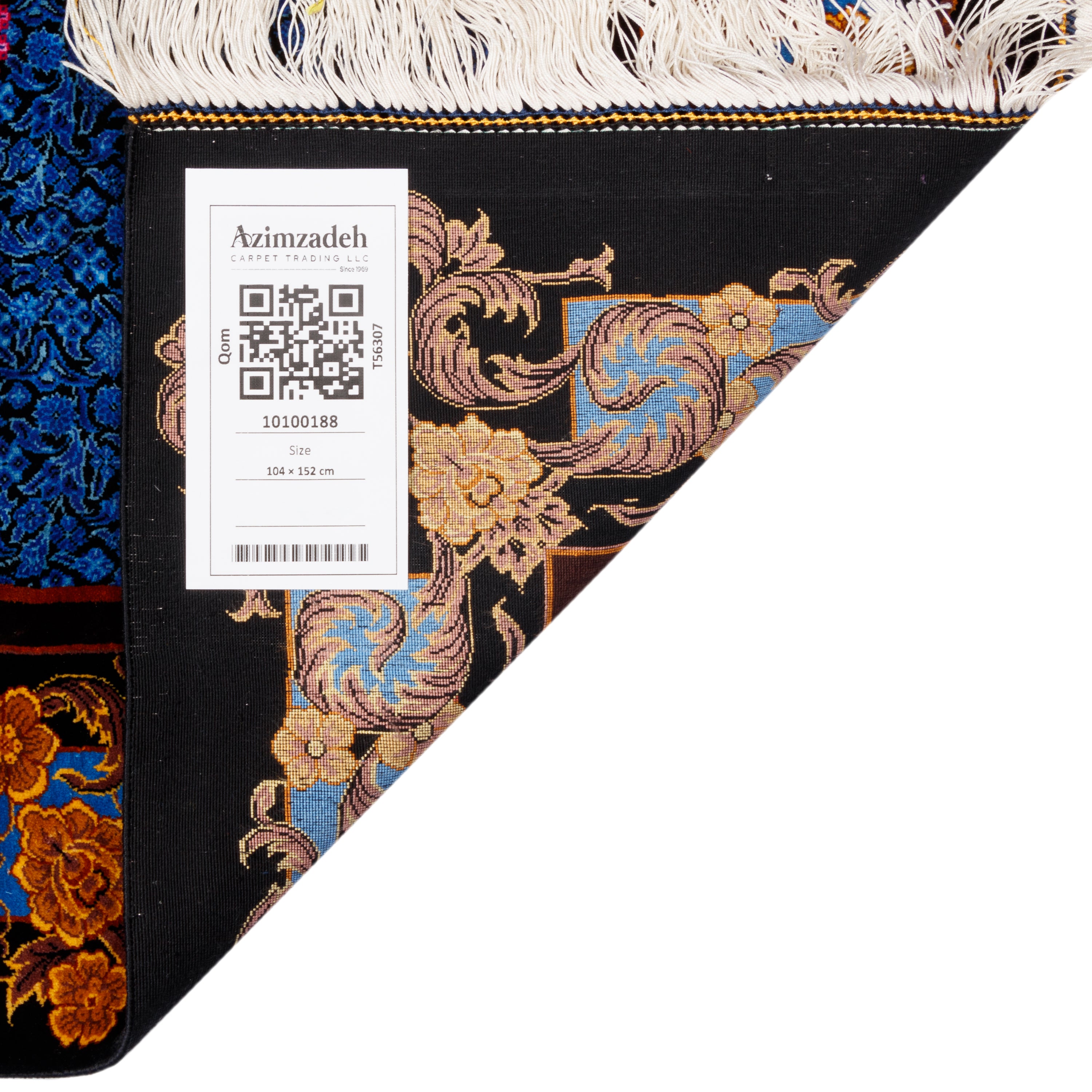 Qom Handmade Carpet — Toranj-dar | Full Silk | 104 × 152 cm | SKU 10100188