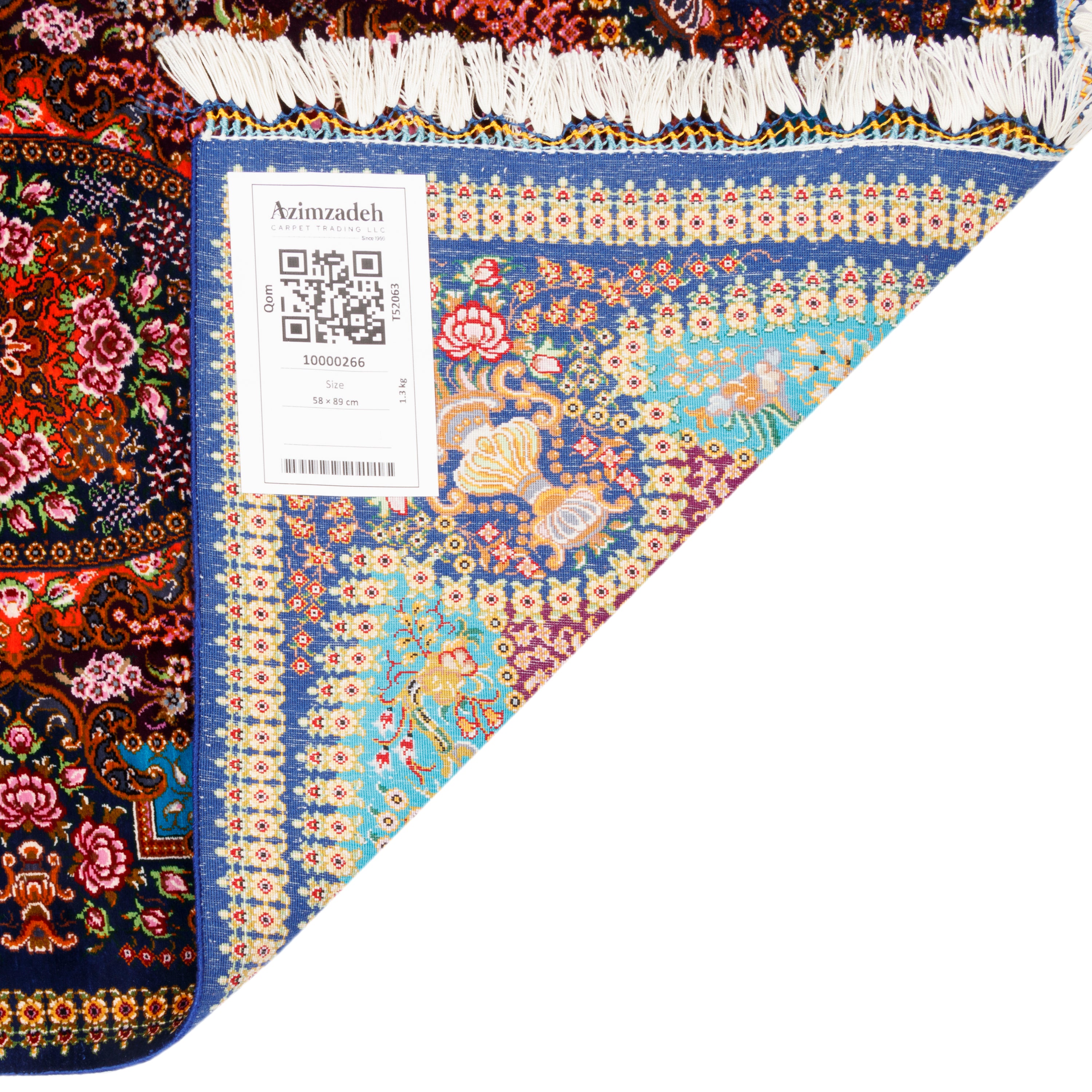 Qom Handmade Carpet — Lachak Toranj | Full Silk | 58 × 89 cm | SKU 10000266