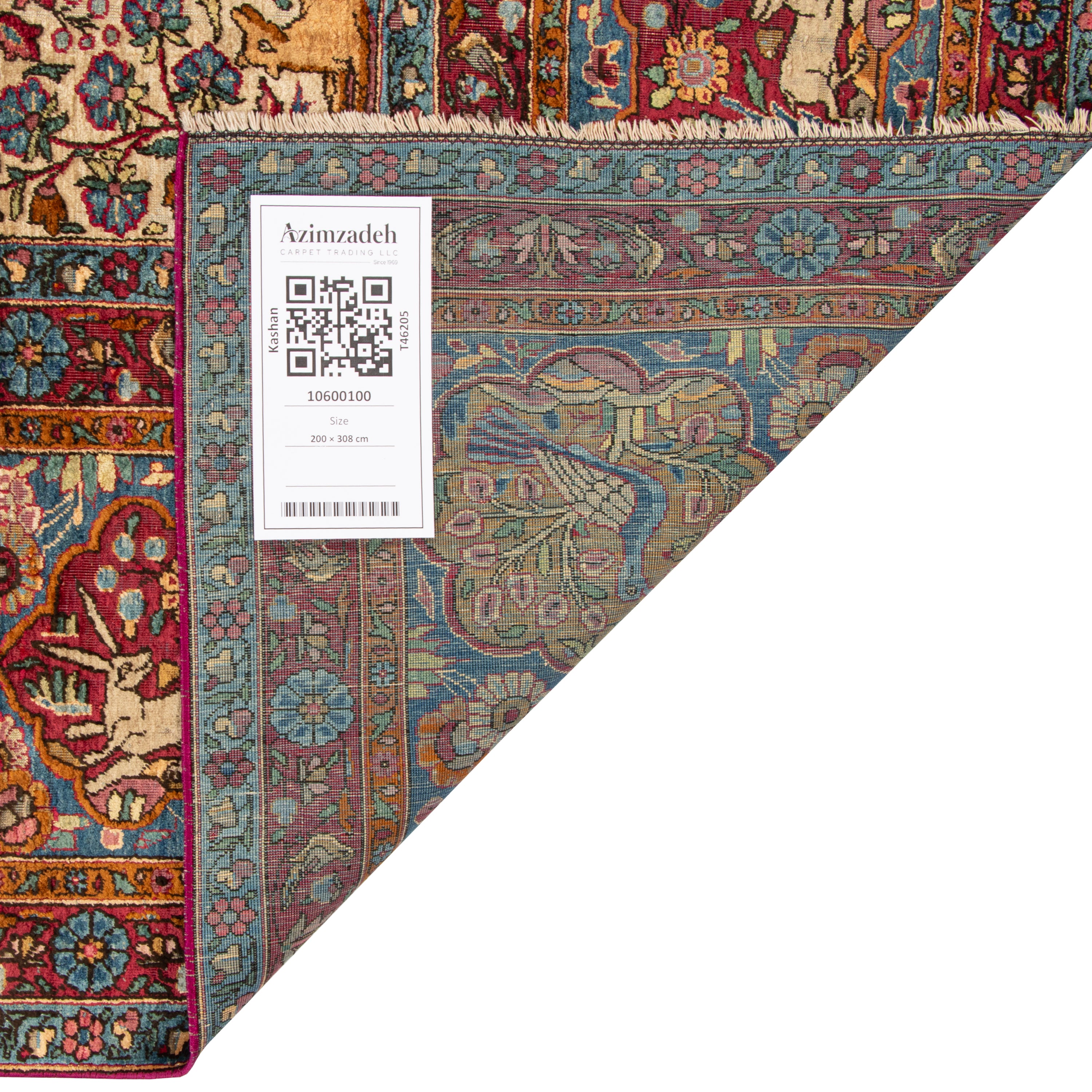 Kashan Handmade Carpet — Sarasar | Full Silk (Suf) | 200 × 308 cm | SKU 10600100