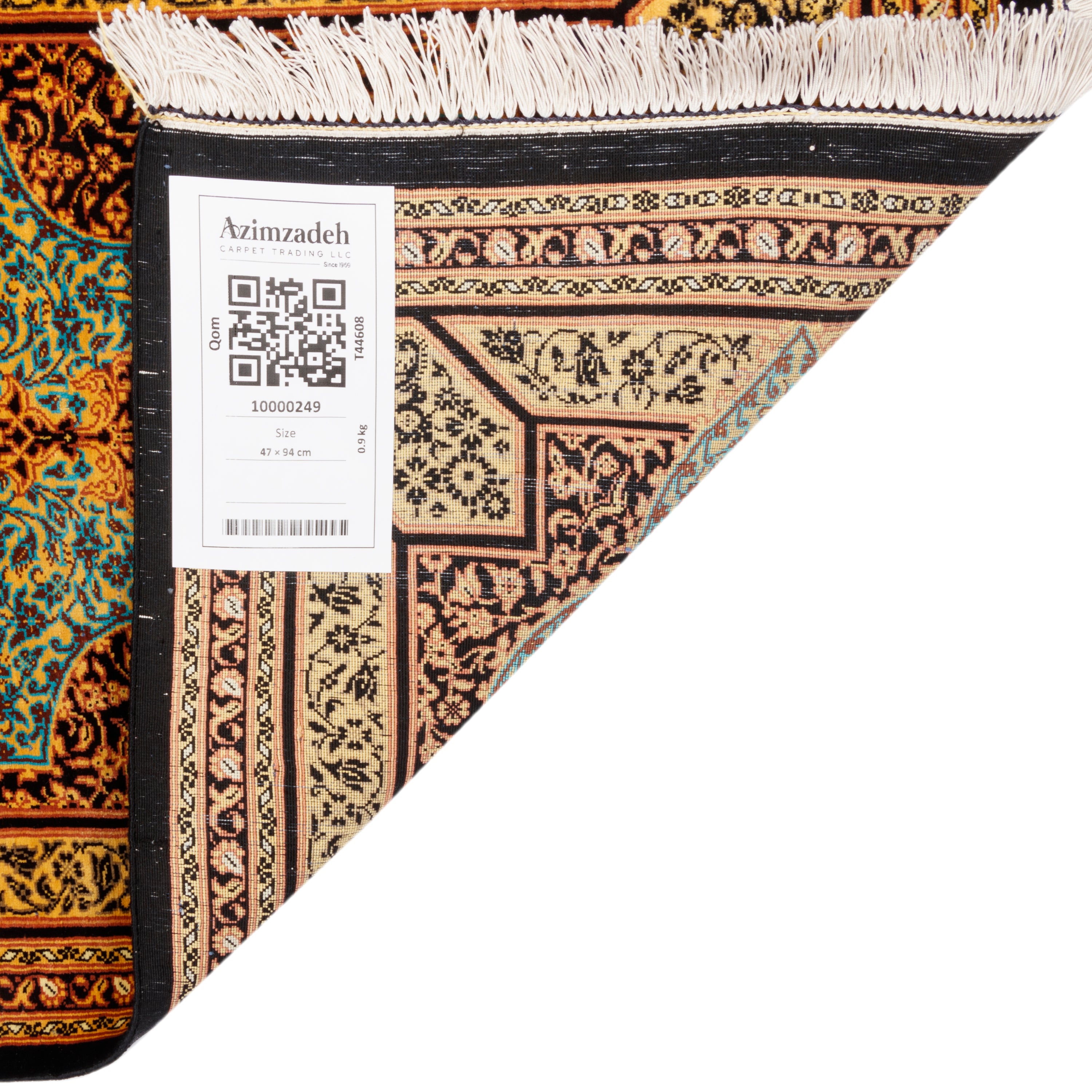 Qom Handmade Carpet — Lachak Toranj | Full Silk | 47 × 94 cm | SKU 10000249