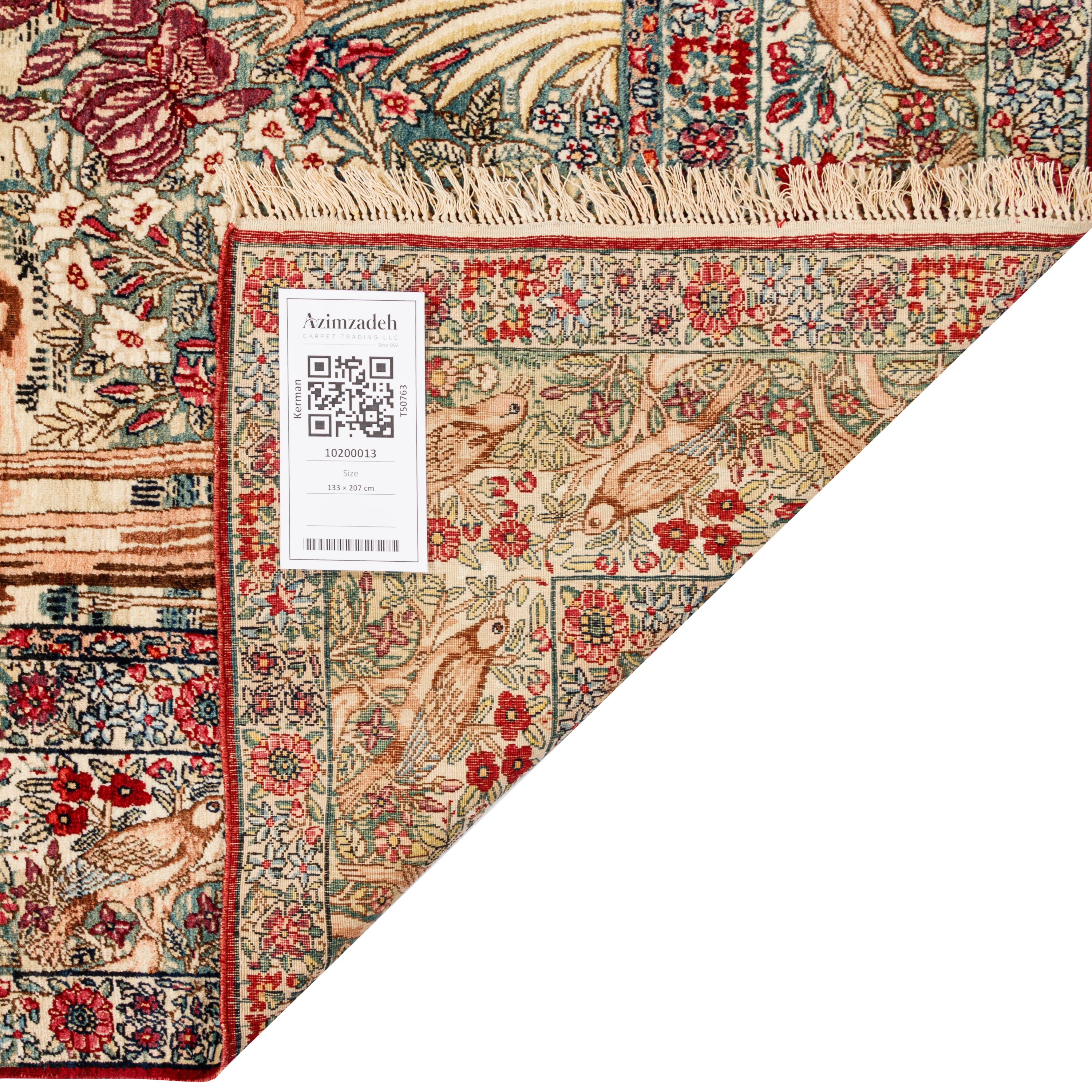 سجادة كرمان يدوية — ساراسار | صوف / سدى قطني | 133 × 207 سم | SKU 10200013