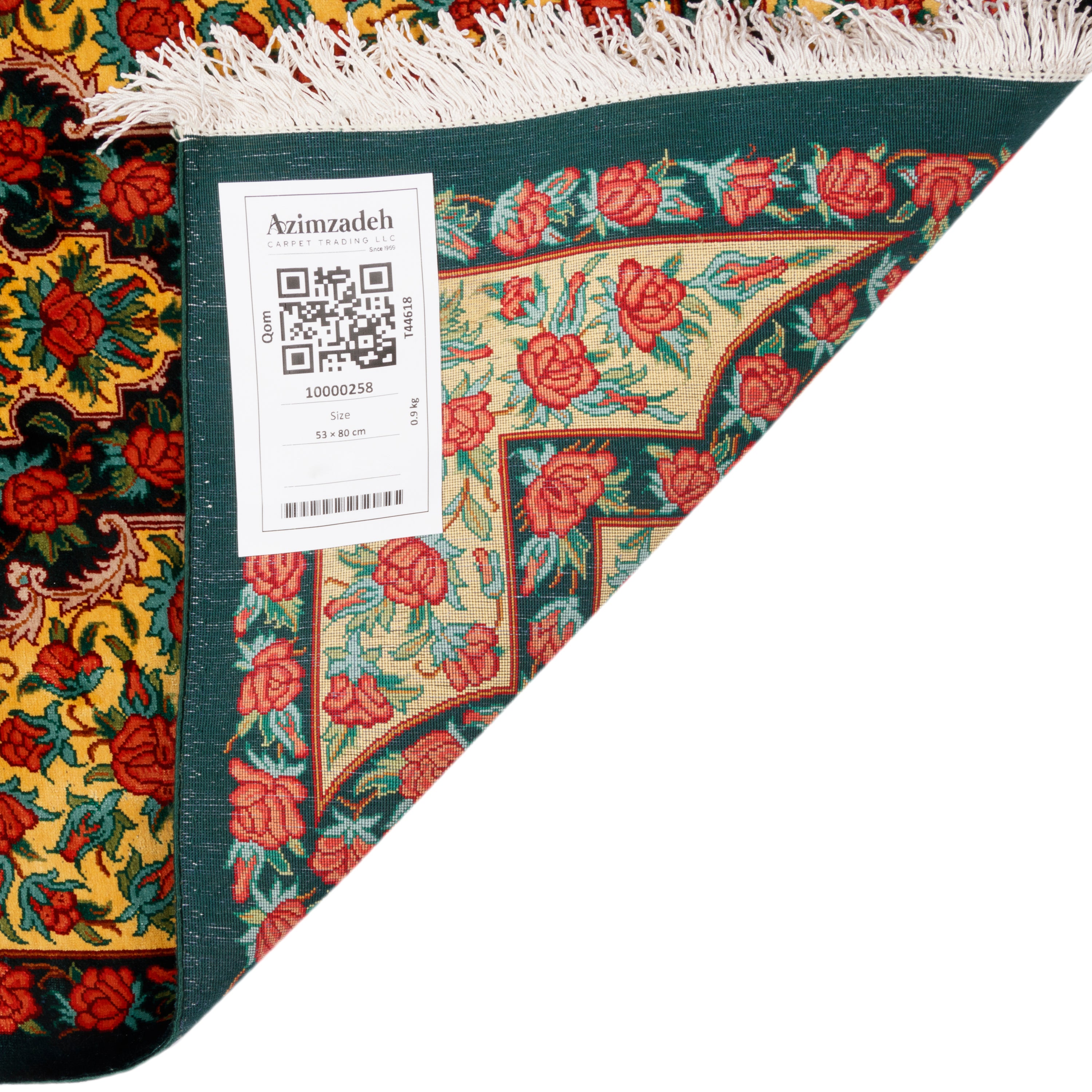 Qom Handmade Carpet — Lachak Toranj | Full Silk | 53 × 80 cm | SKU 10000258