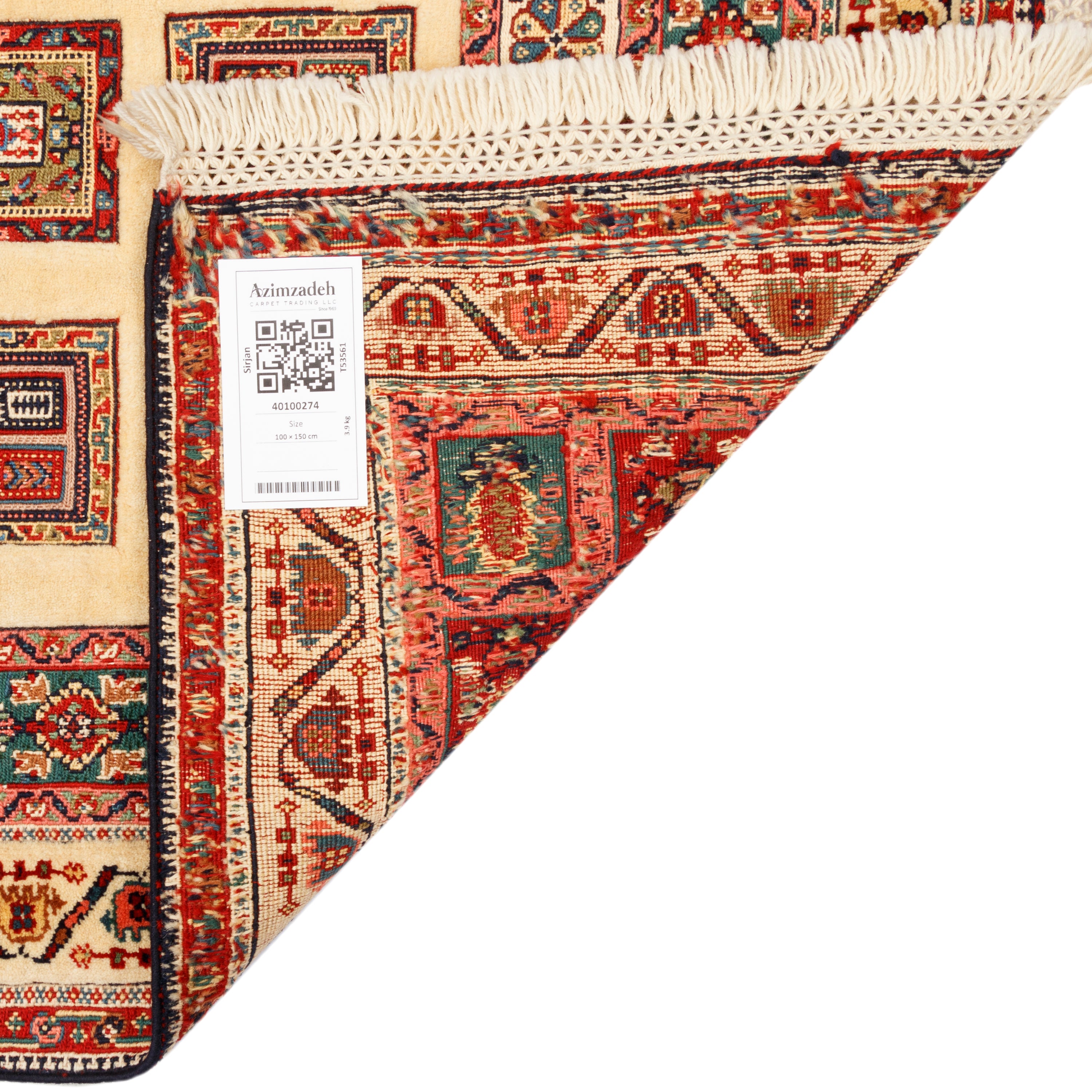 Sirjan Handmade Kilim Carpet — Kheshti | Full Wool | 100 × 150 cm | SKU 40100274