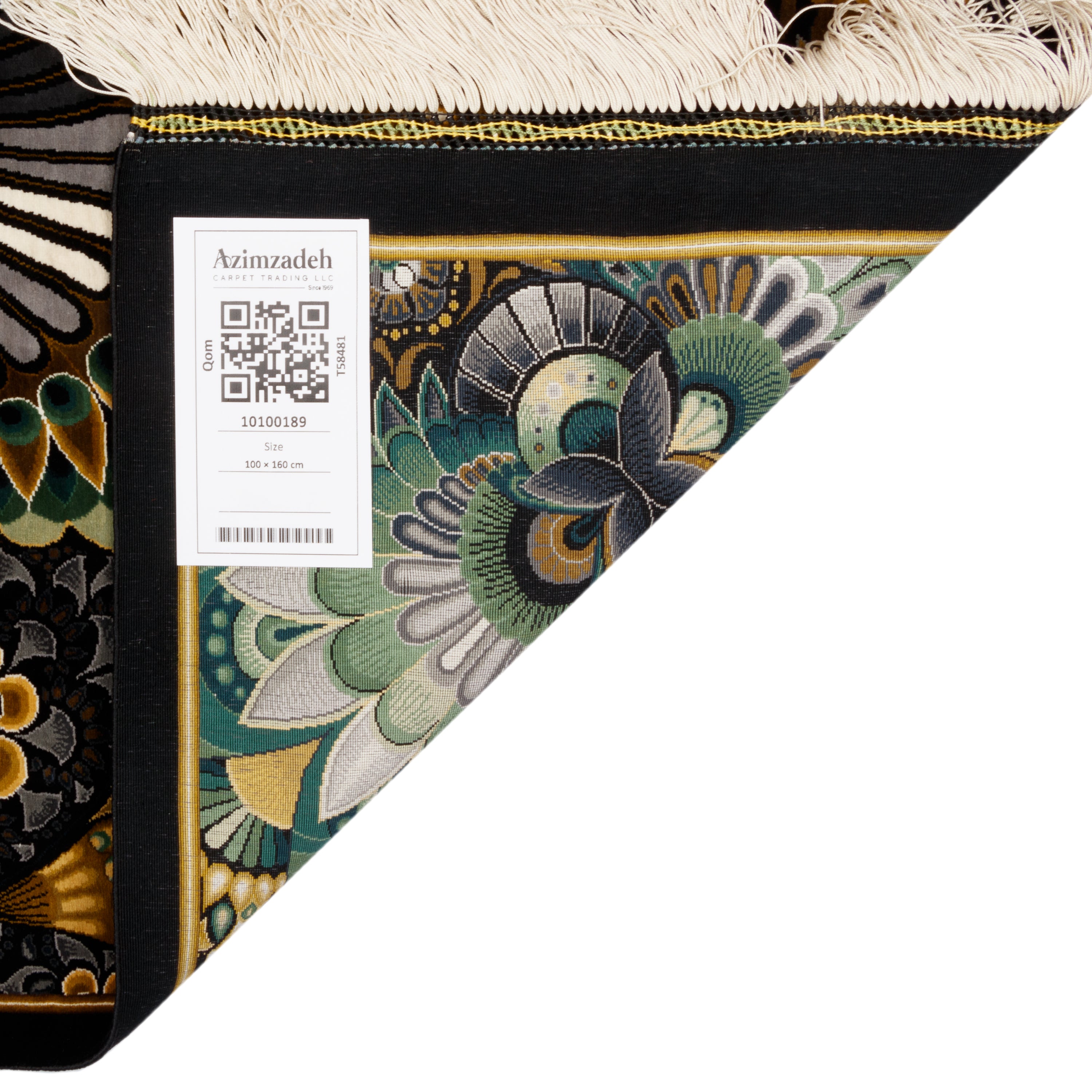 Qom Handmade Carpet — Toranj-dar | Full Silk | 100 × 160 cm | SKU 10100189