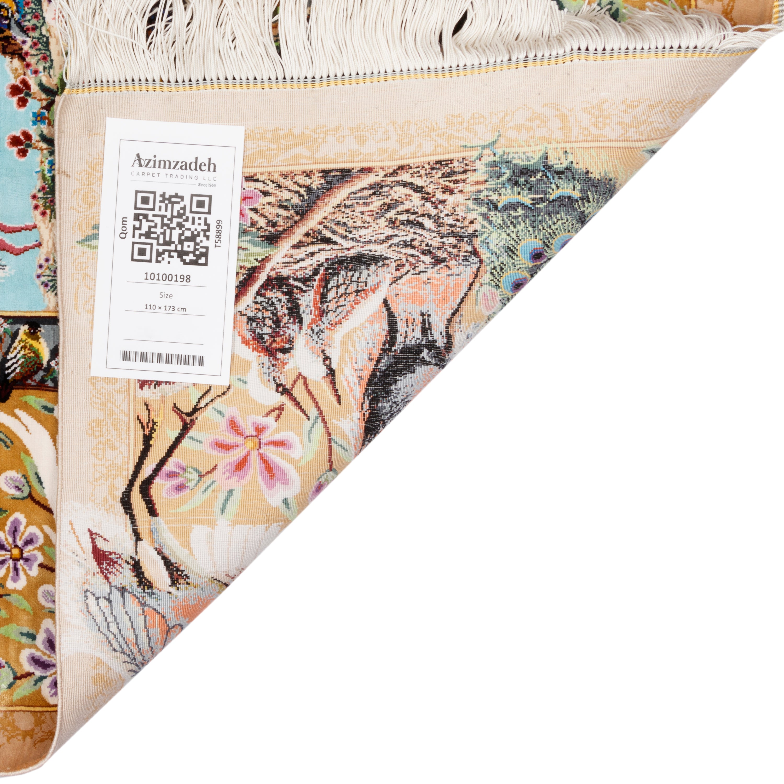 Qom Handmade Carpet — Sarasar | Full Silk | 110 × 173 cm | SKU 10100198
