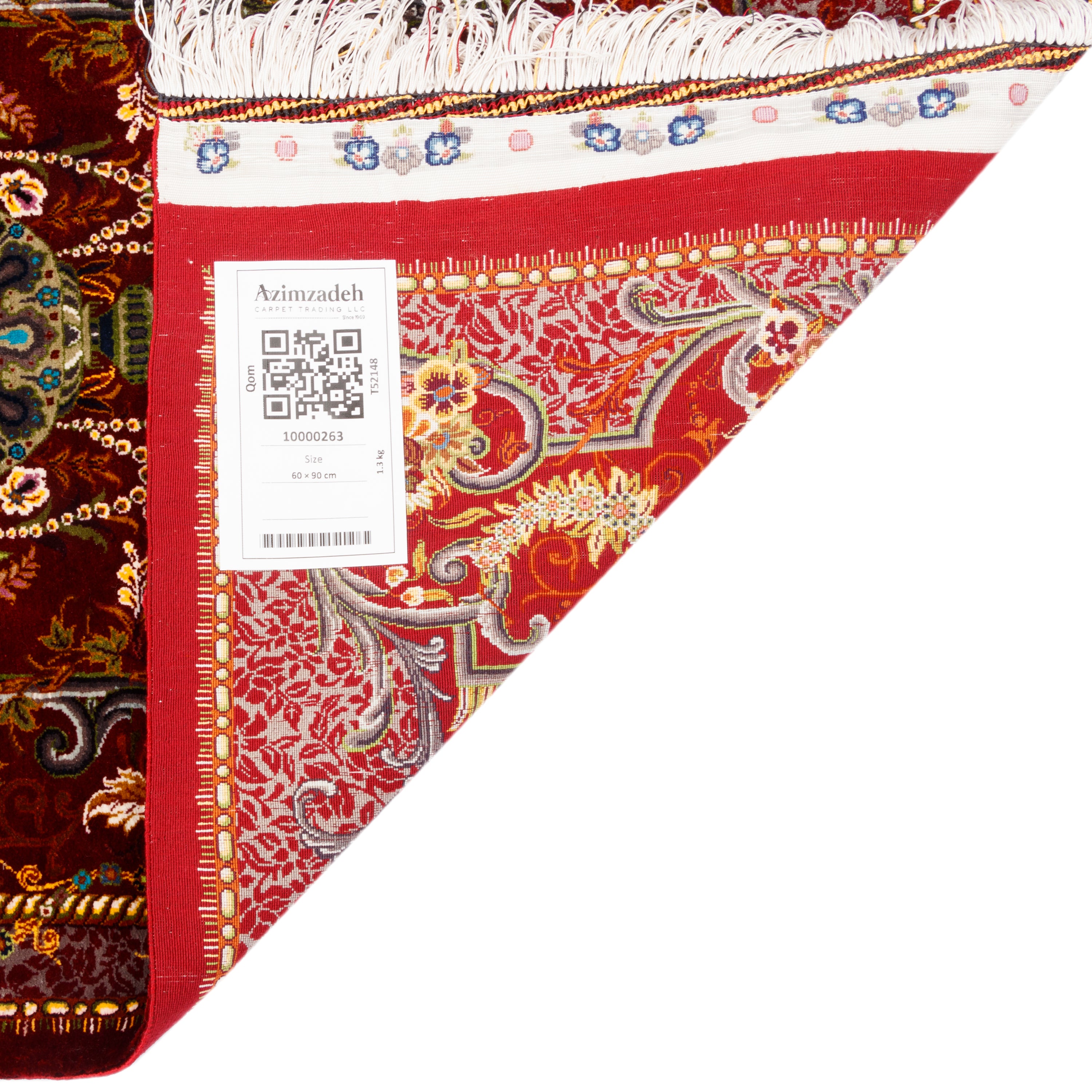 Qom Handmade Carpet — Goldani | Full Silk | 60 × 90 cm | SKU 10000263