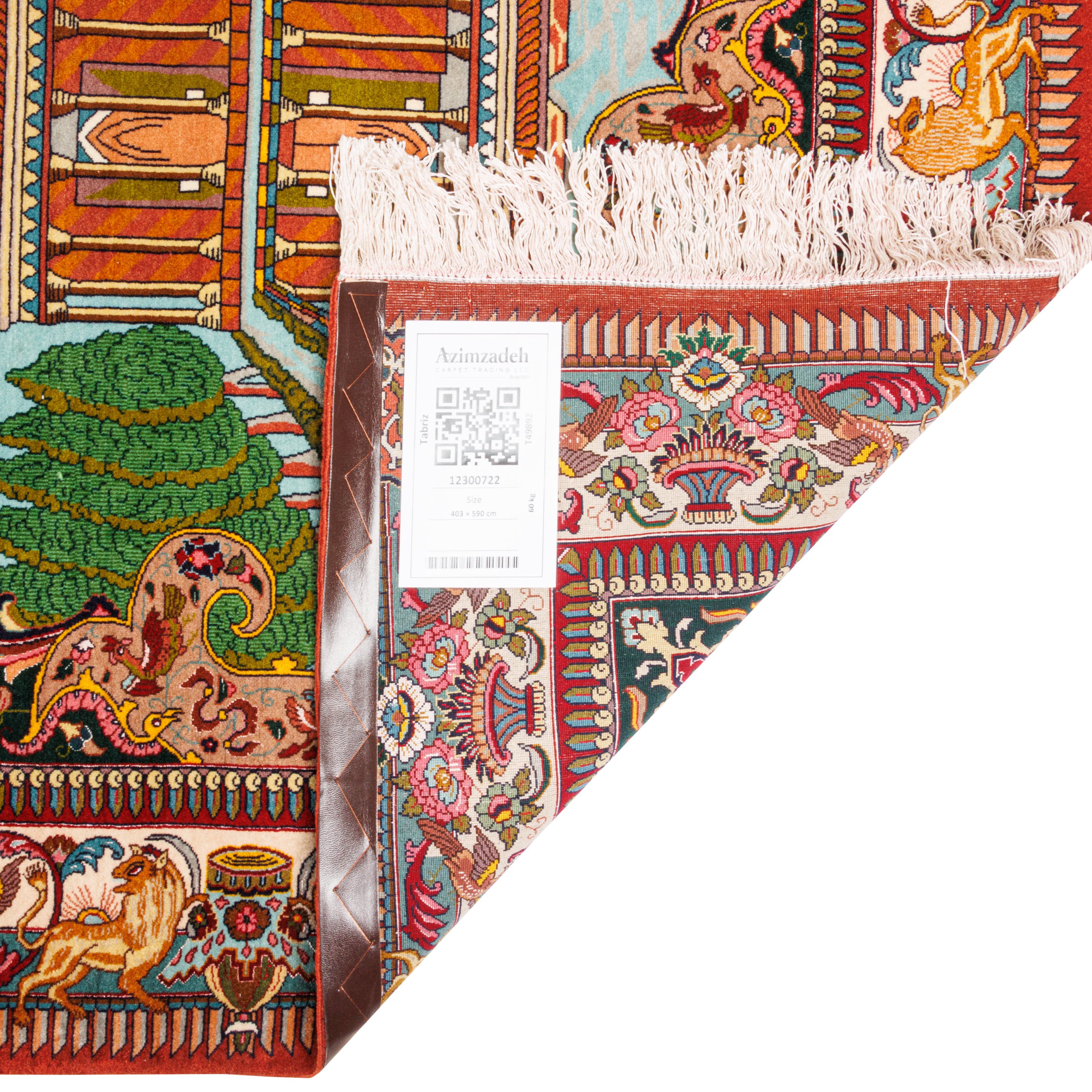 Tabriz Handmade Carpet — Lachak Toranj | Silk Pile / Silk Warp | 403 × 590 cm | SKU 12300722