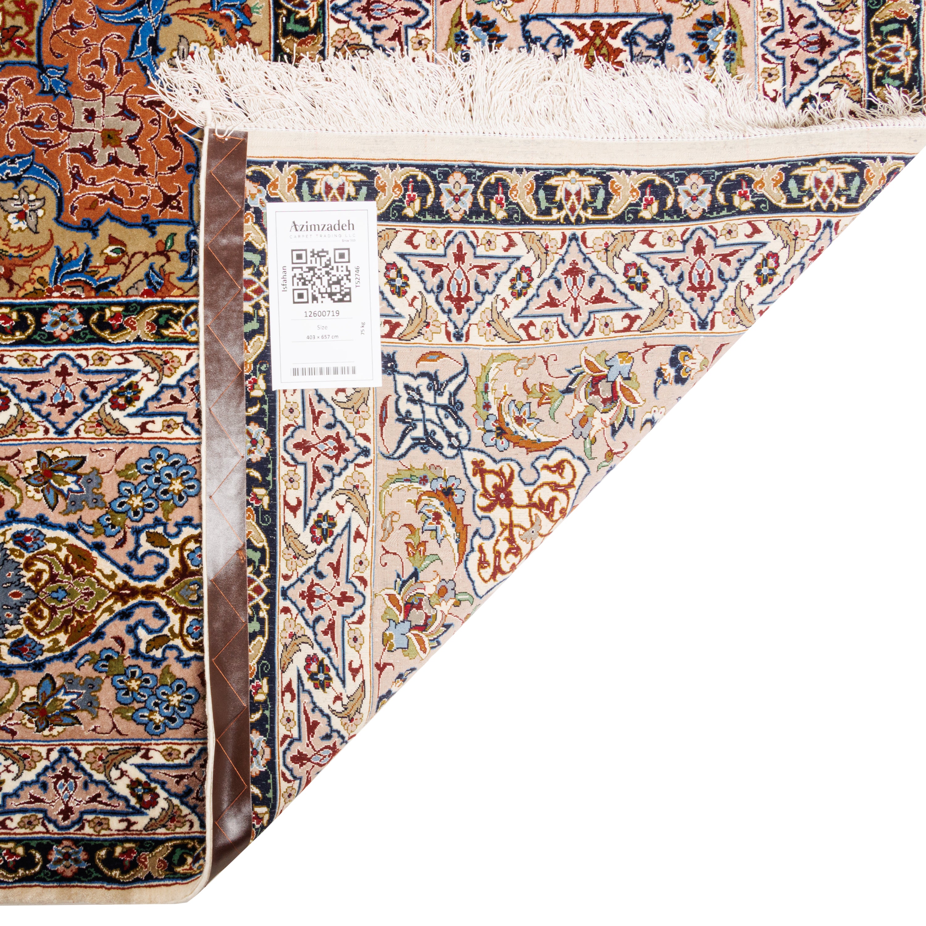 Isfahan Handmade Carpet — Lachak Toranj | Silk Pile / Silk Warp | 403 × 657 cm | SKU 12600719