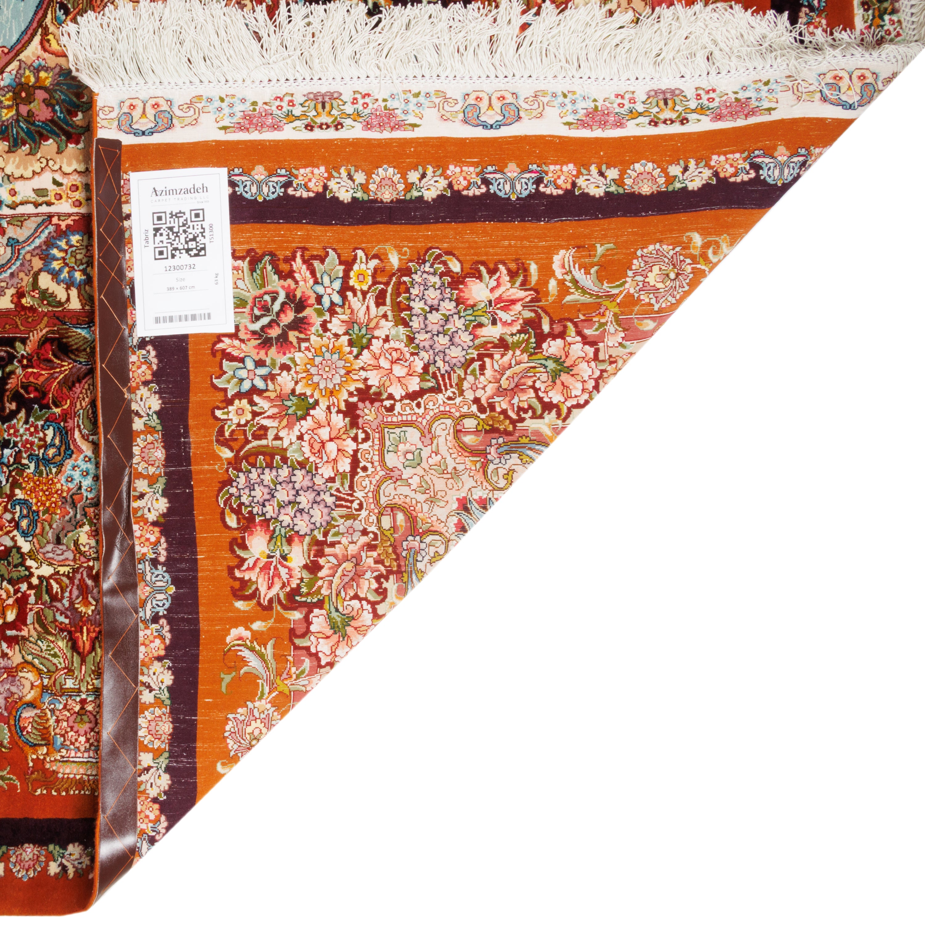 سجادة تبريز يدوية — لشك ترنج | كومة حريرية / سداة حريرية | 389 × 607 سم | رمز المنتج 12300732