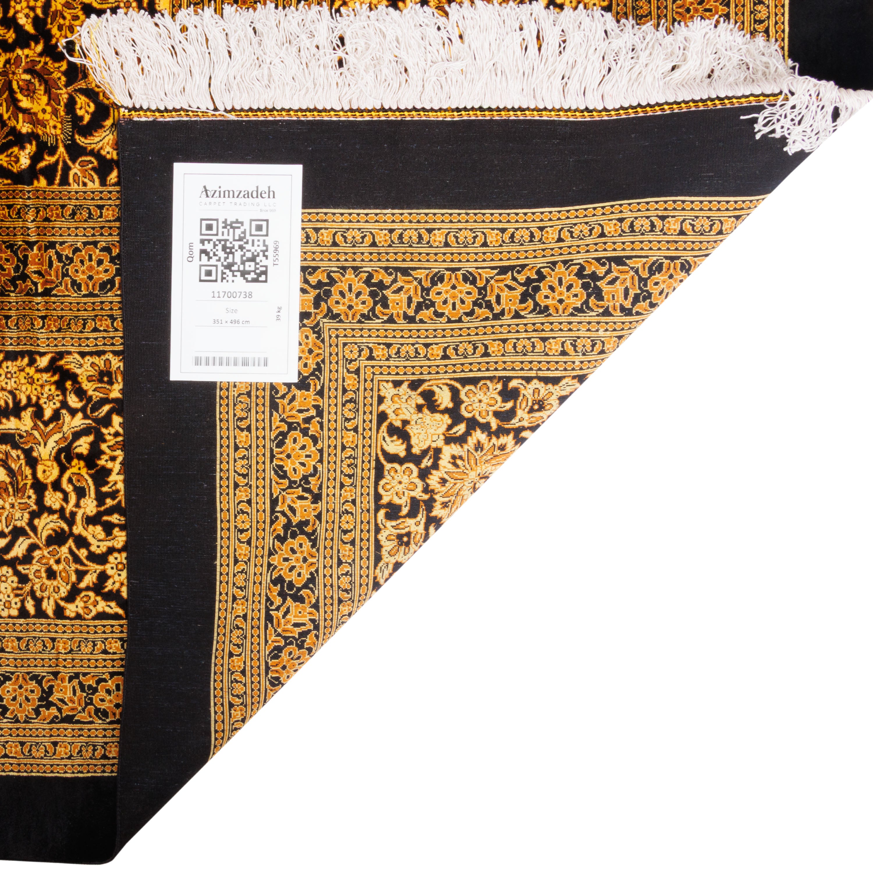 Qom Handmade Carpet — Afshan | Full Silk | 351 × 496 cm | SKU 11700738