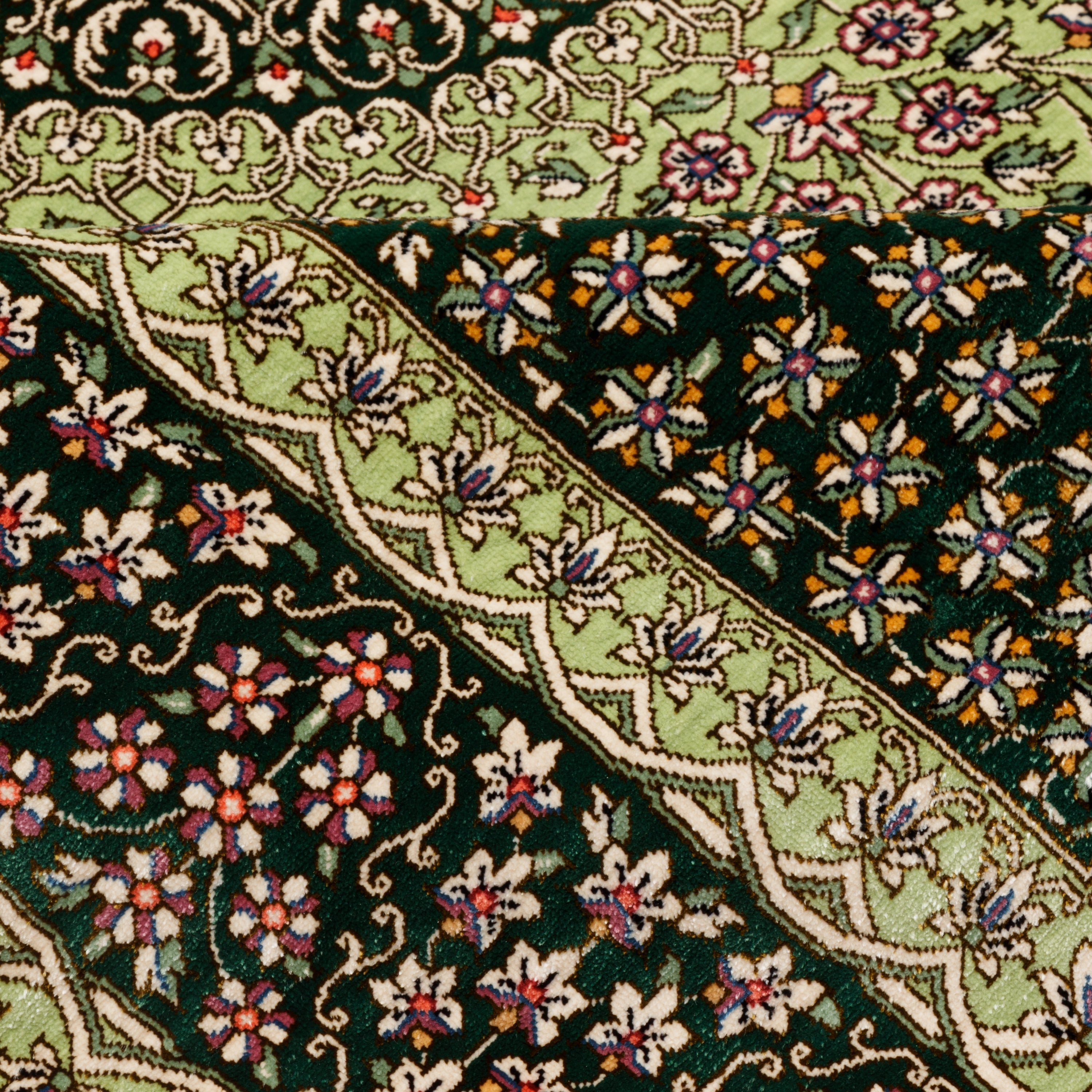 Qom Handmade Carpet — Toranj-dar | Full Silk | 100 × 145 cm | SKU 10100181