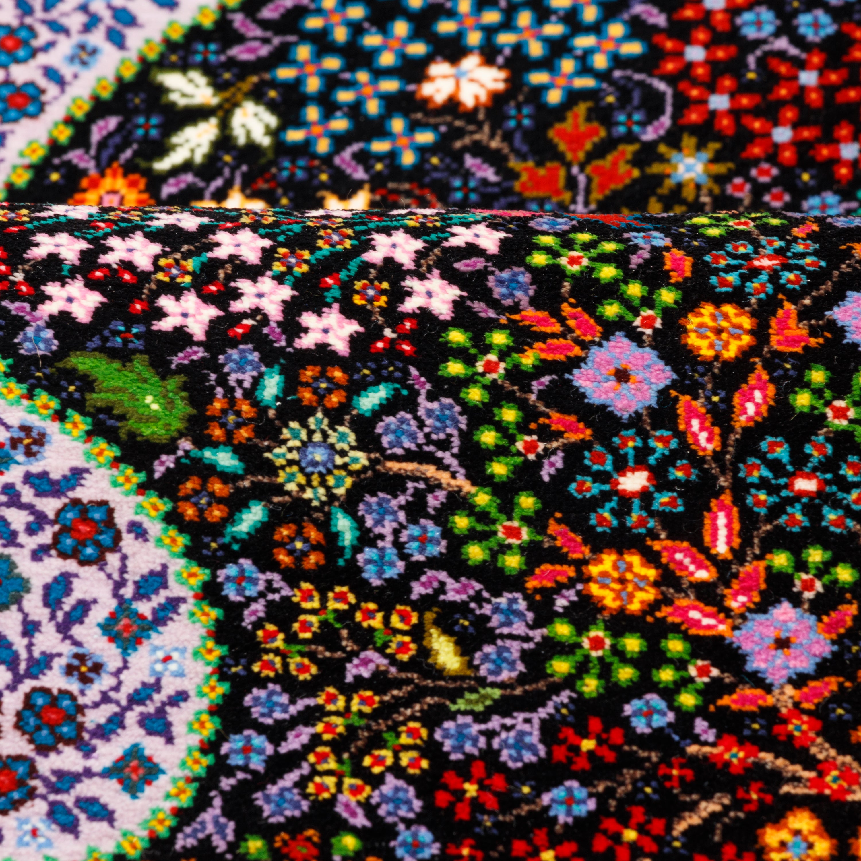 Qom Handmade Carpet — Derakht | Full Silk | 60 × 105 cm | SKU 10000269