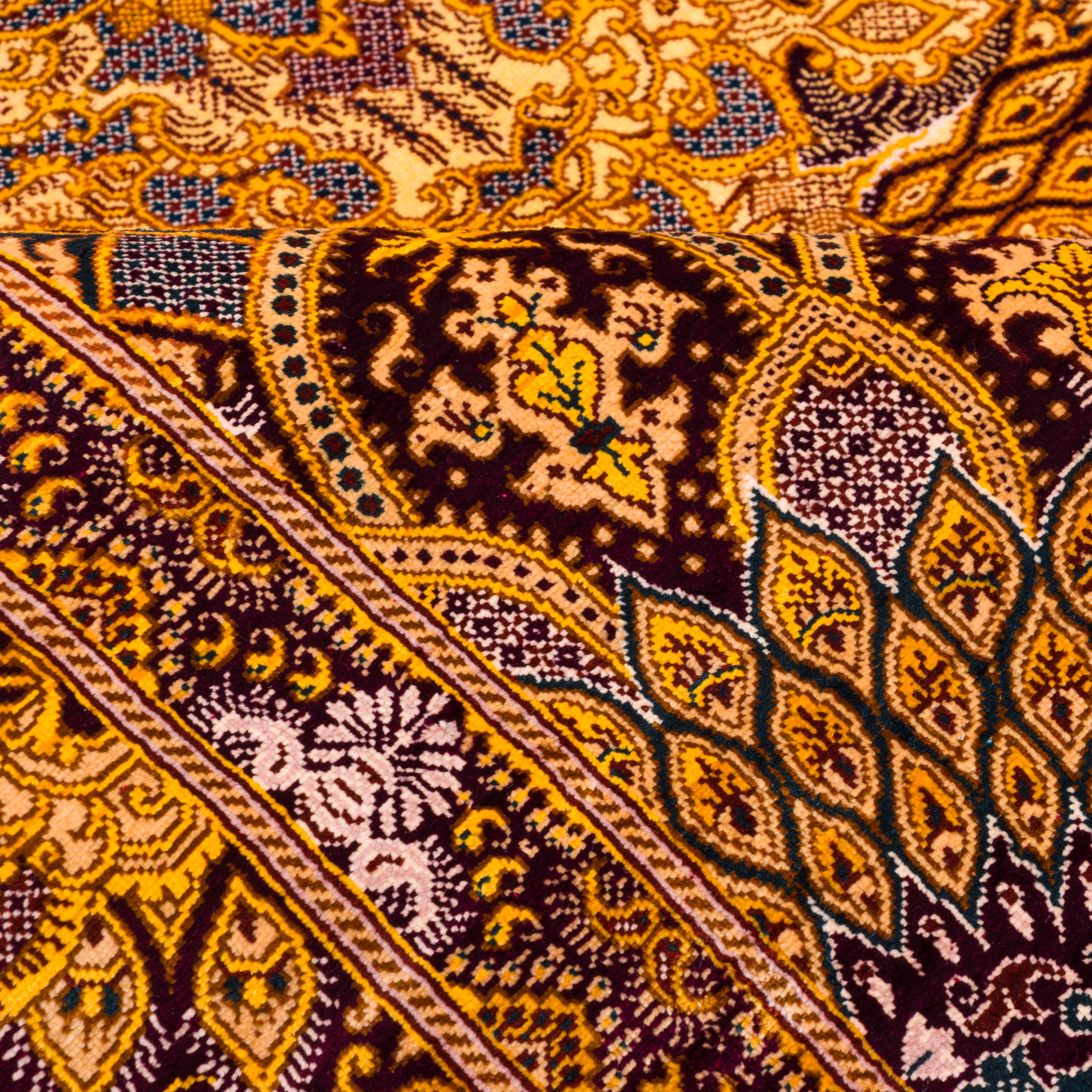 Qom Handmade Carpet — Lachak Toranj | Full Silk | 100 × 153 cm | SKU 10100194