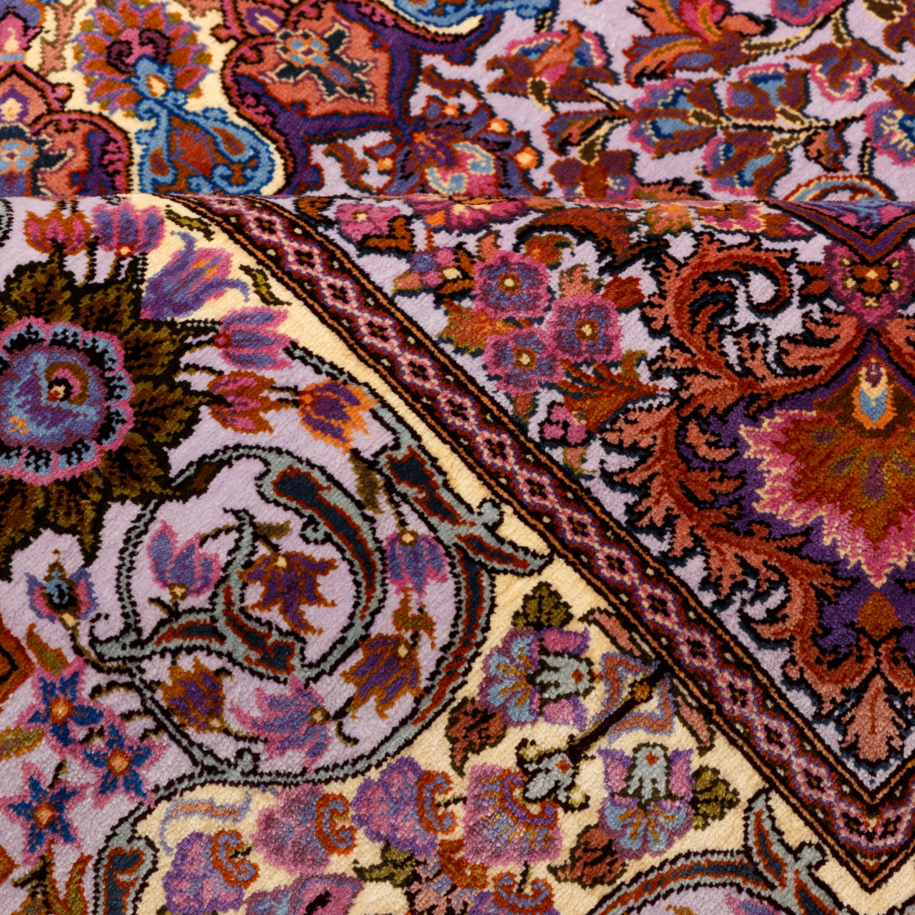 Qom Handmade Carpet — Toranj-dar | Full Silk | 100 × 151 cm | SKU 10100187