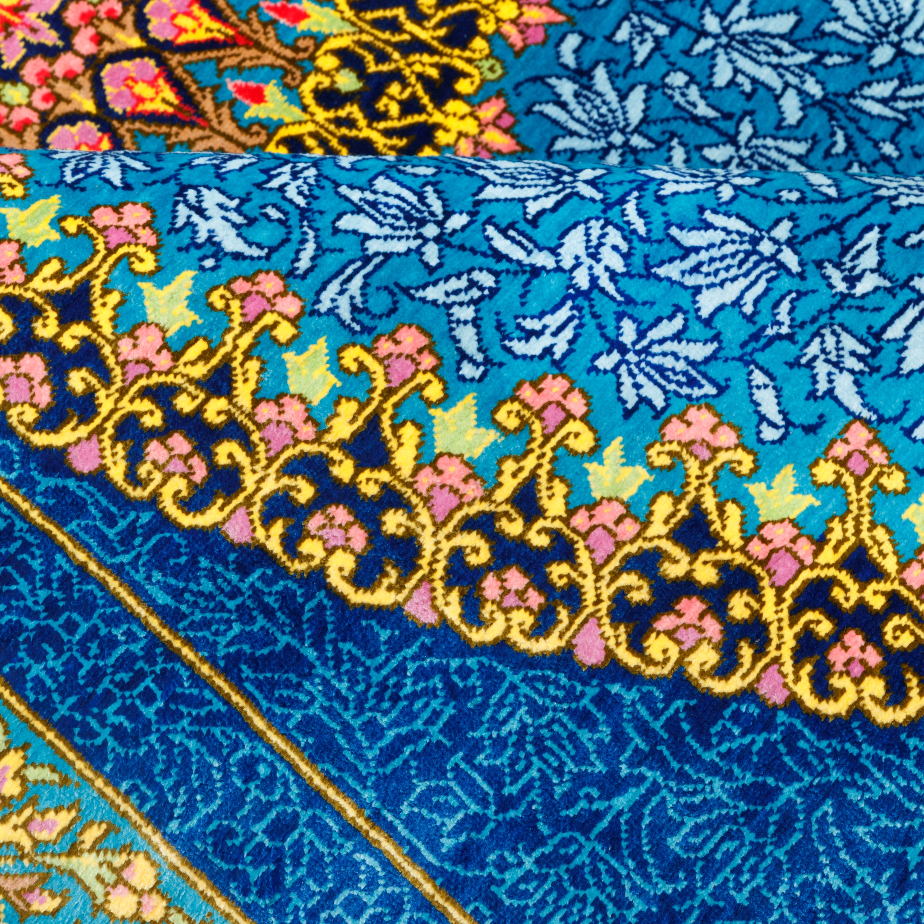 Qom Handmade Carpet — Toranj-dar | Full Silk | 100 × 150 cm | SKU 10100174