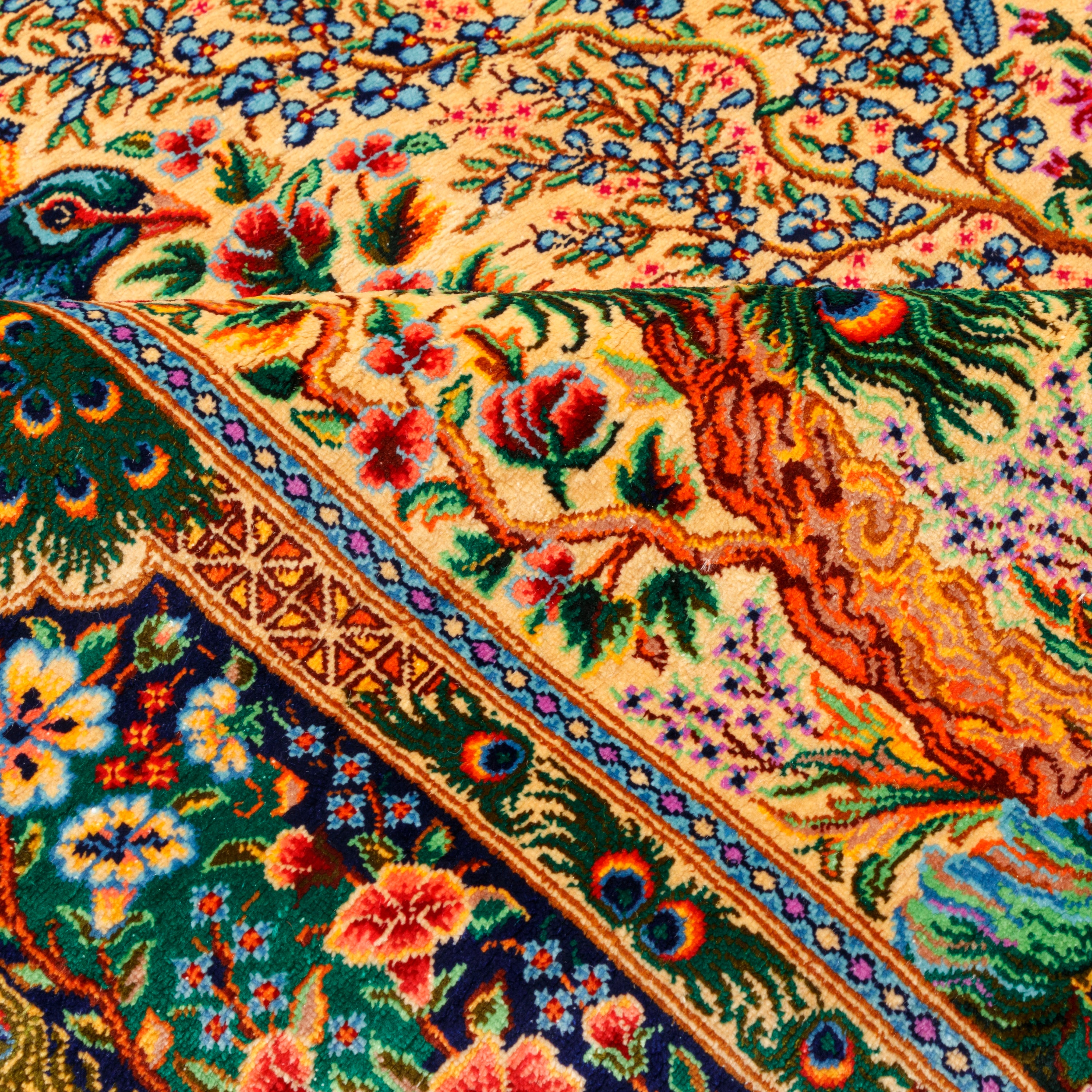Qom Handmade Carpet — Sarasar | Full Silk | 80 × 124 cm | SKU 10100215