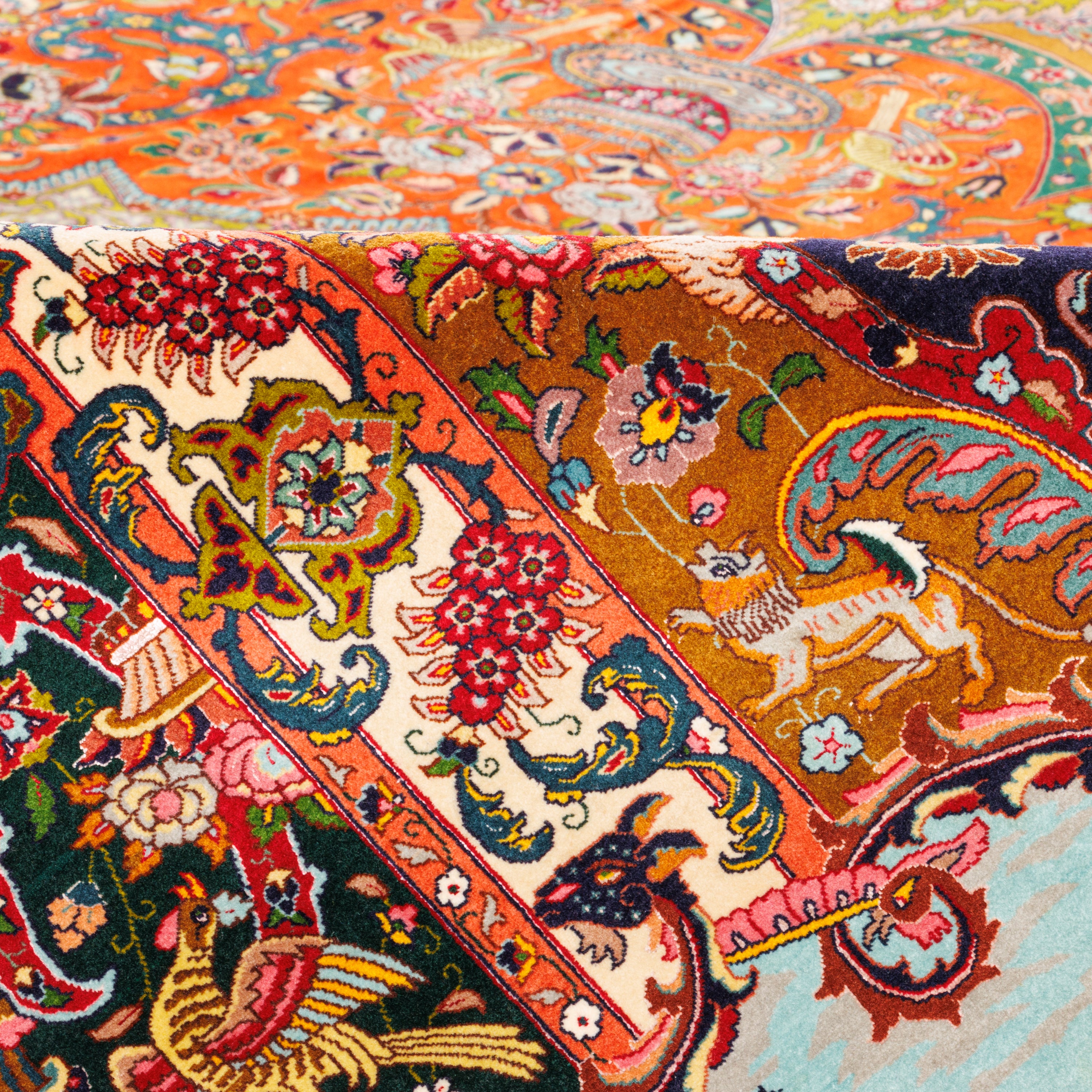Tabriz Handmade Carpet — Lachak Toranj | Silk Pile / Silk Warp | 403 × 590 cm | SKU 12300722