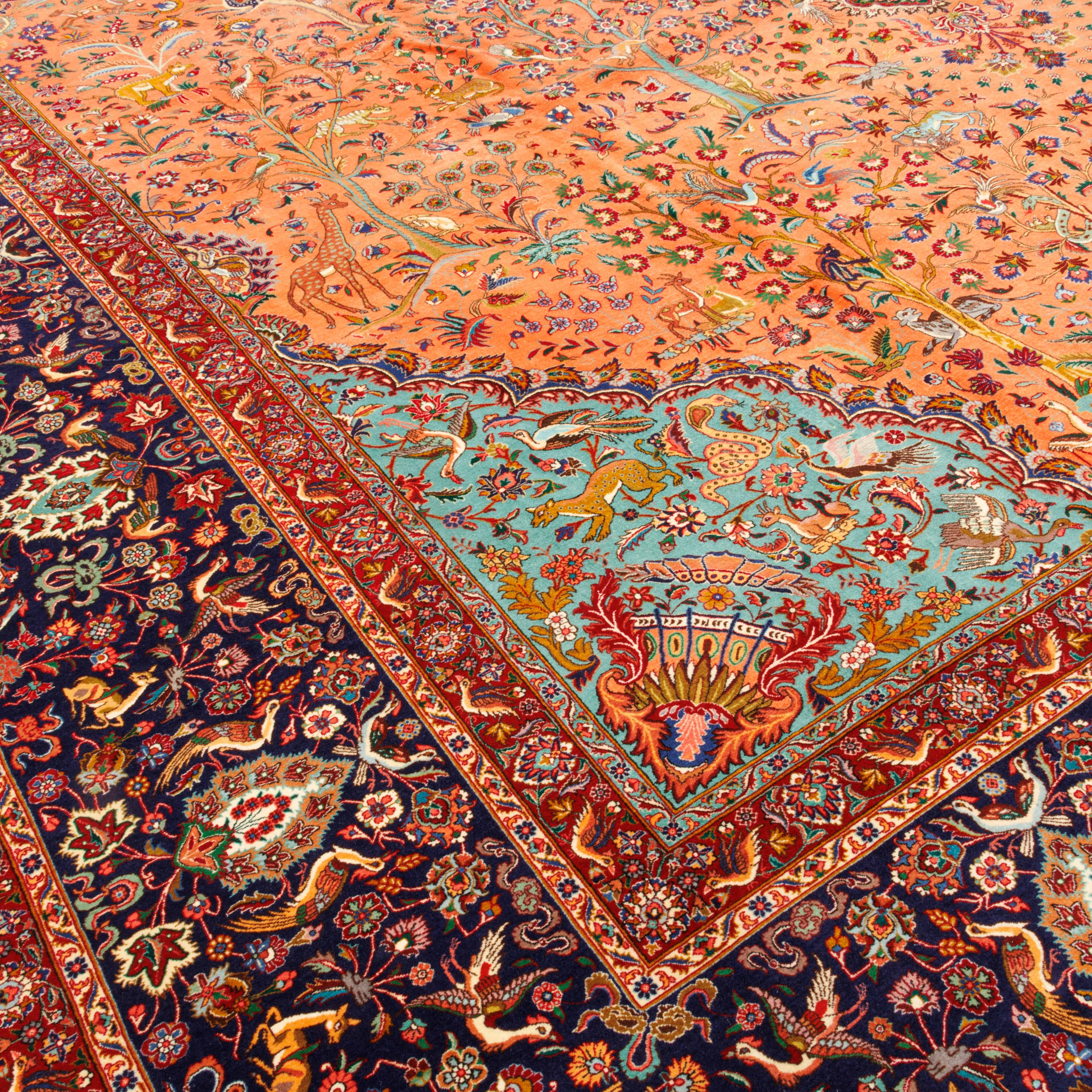 Tabriz Handmade Carpet — Lachak Toranj | Wool / Silk Warp | 405 × 591 cm | SKU 12300718