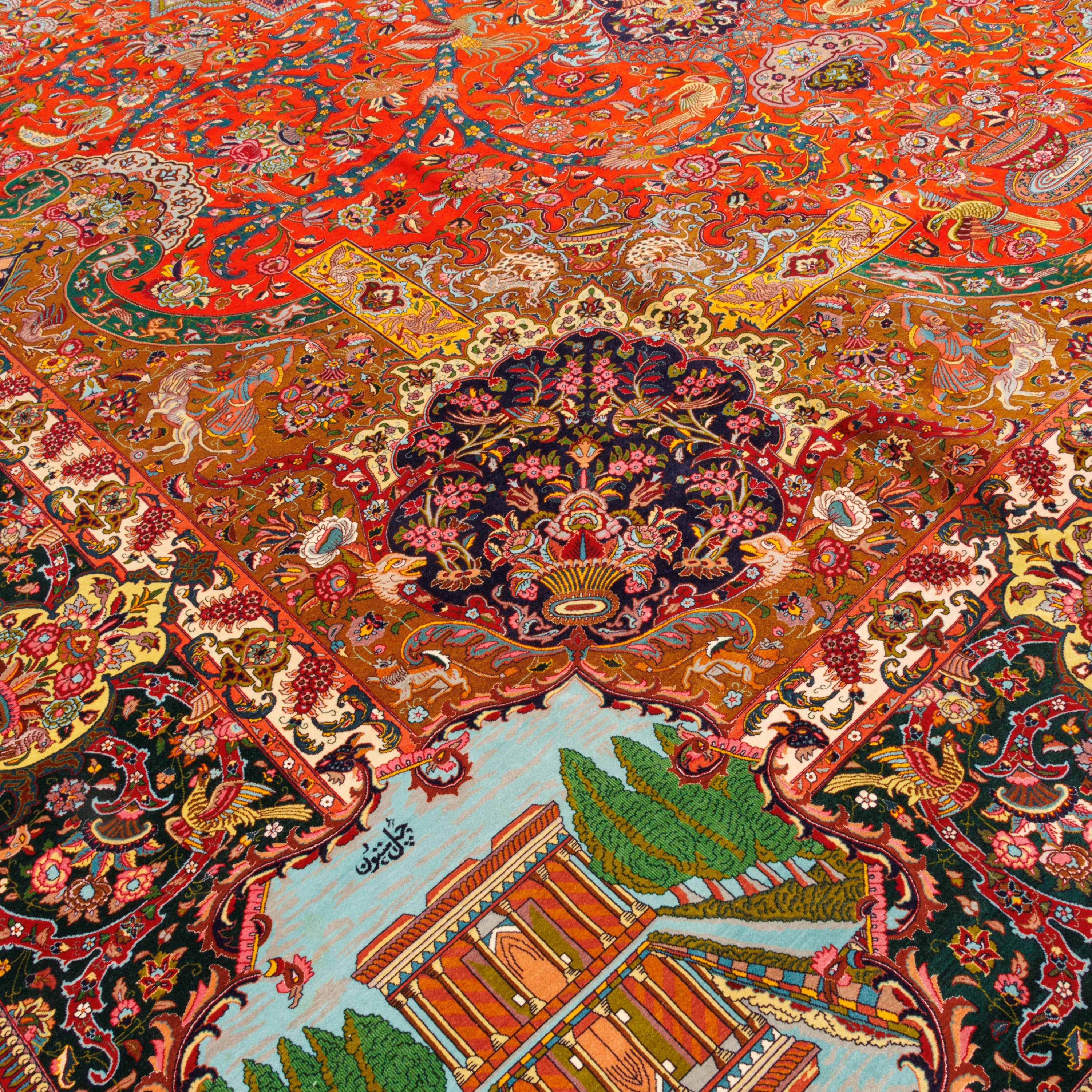 Tabriz Handmade Carpet — Lachak Toranj | Silk Pile / Silk Warp | 403 × 590 cm | SKU 12300722