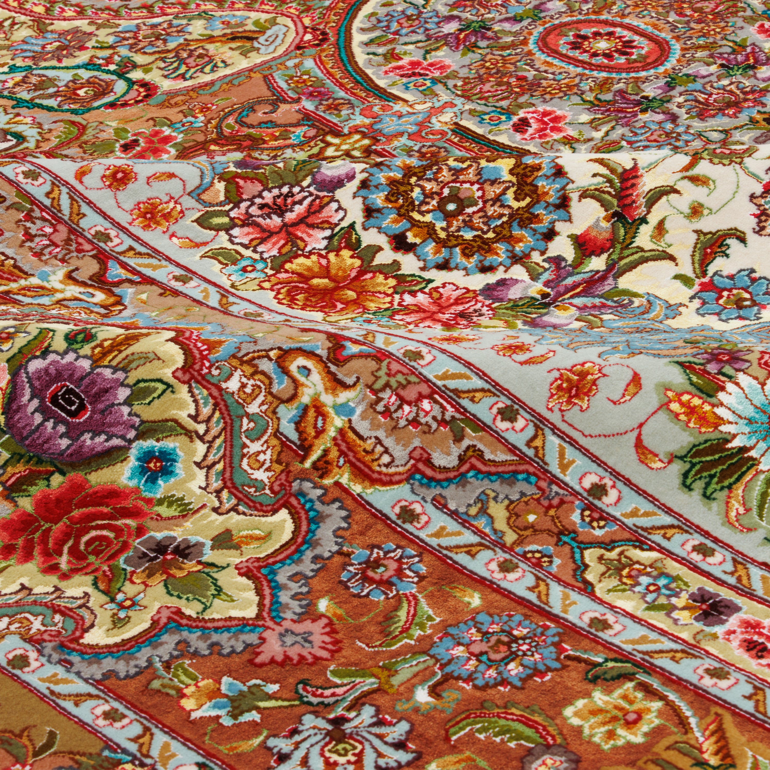 سجاد تبريز يدوي — لَتشَك تُورَنج | كومة حريرية / سدى حريري | 245 × 350 سم | رمز المنتج 10800839