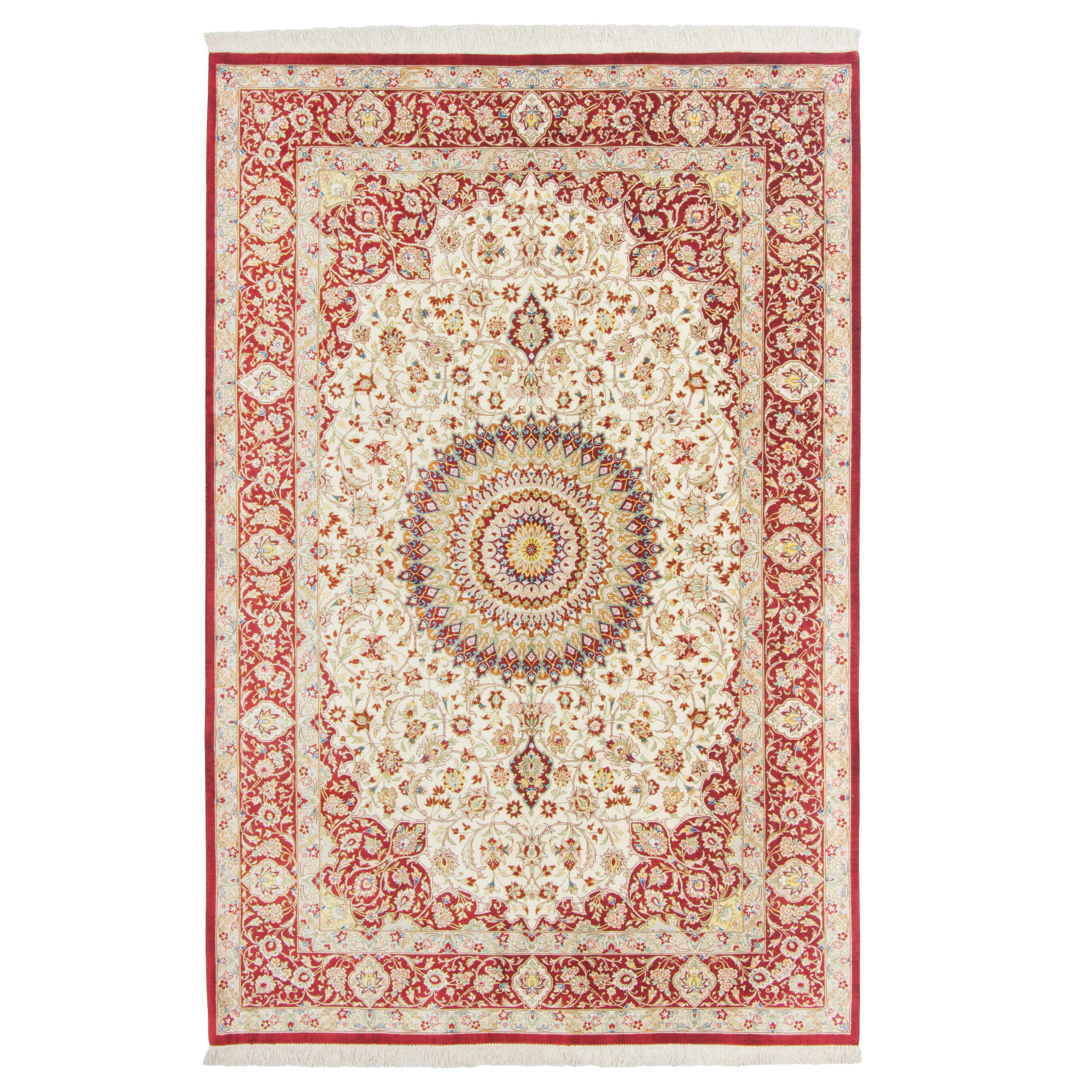Qom Handmade Carpet — Lachak Toranj | Full Silk | 132 × 200 cm | SKU 10200489