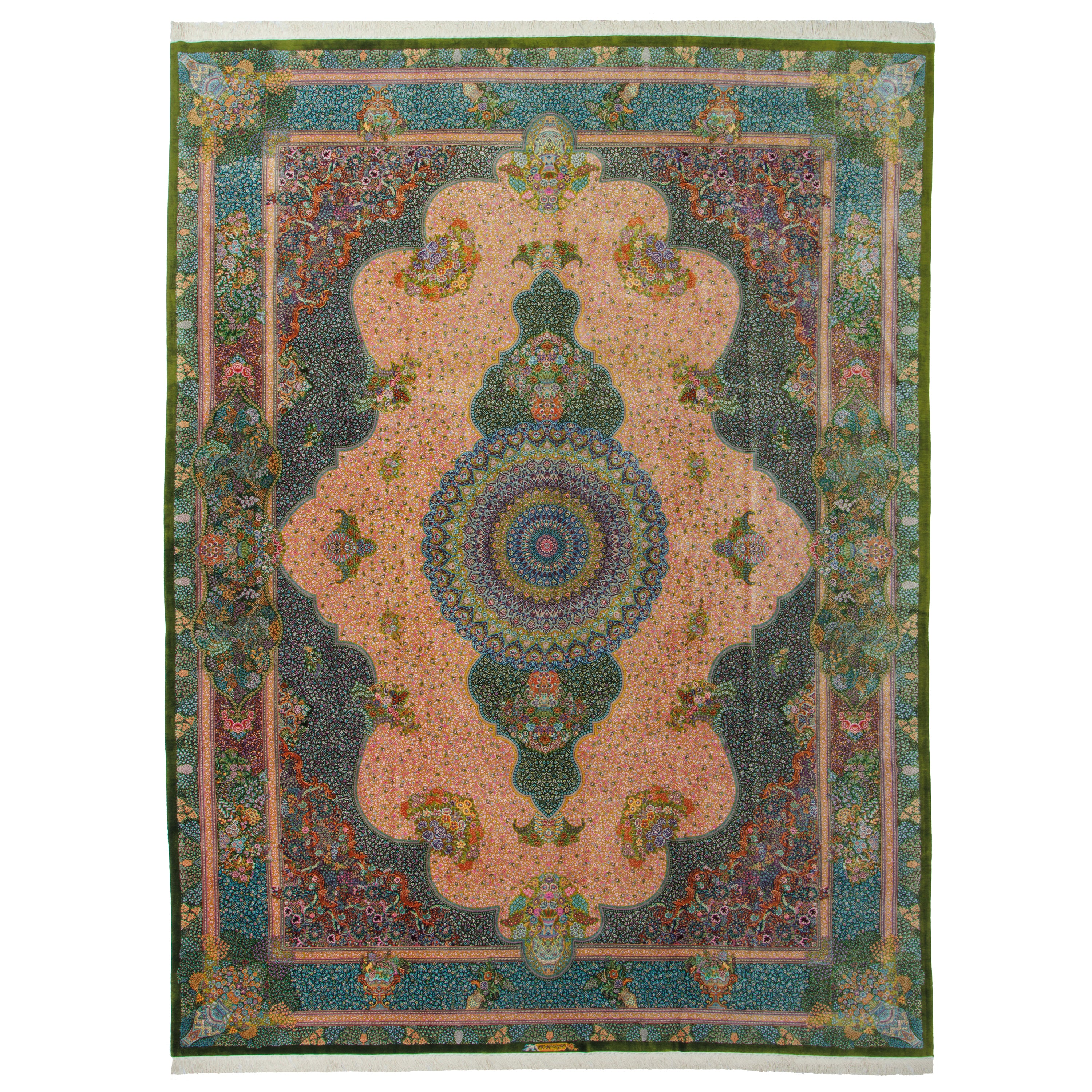 Qom Handmade Carpet — Lachak Toranj | Full Silk | 298 × 395 cm | SKU 11100642