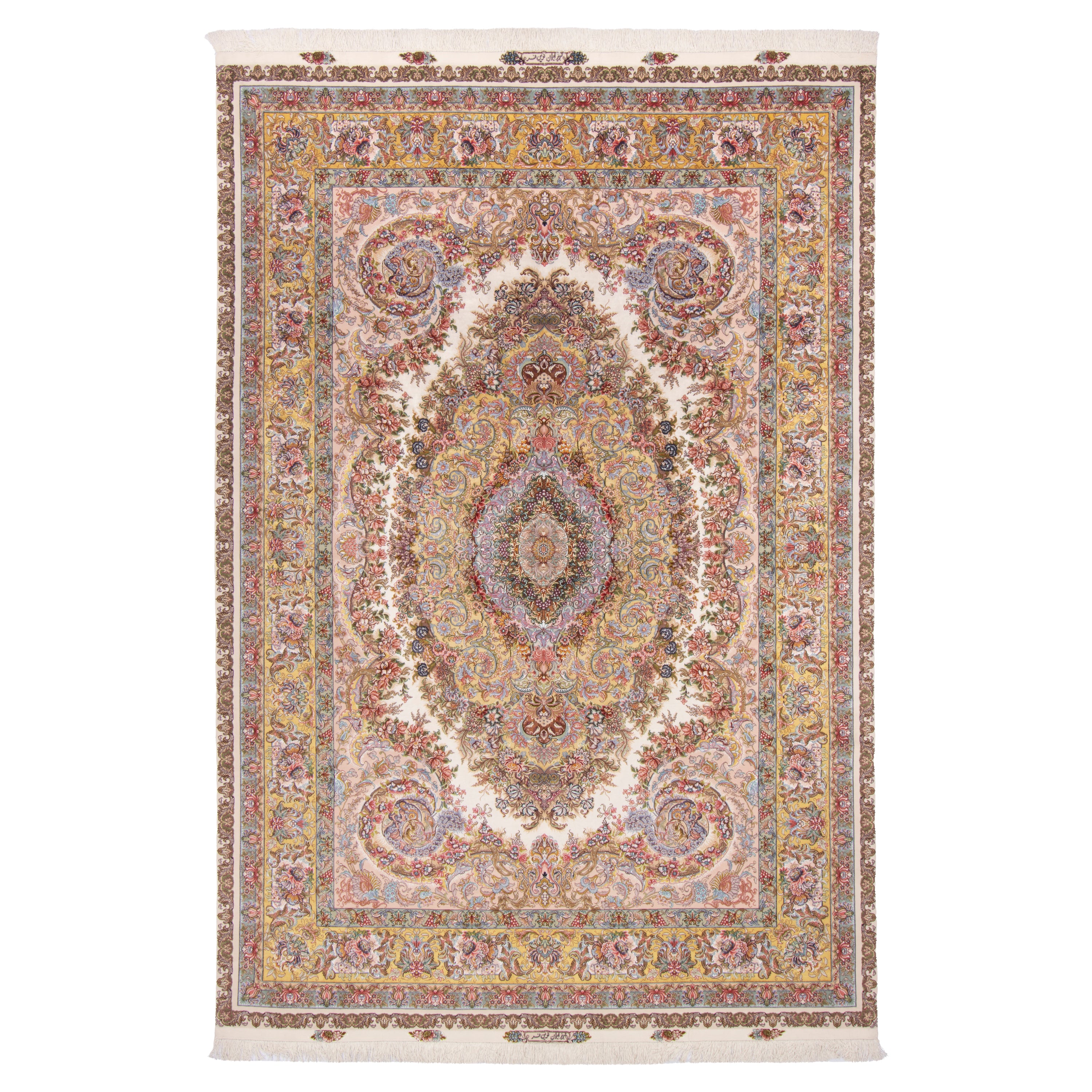 Tabriz Handmade Carpet — Lachak Toranj | Silk Pile / Silk Warp | 245 × 360 cm | SKU 10800830
