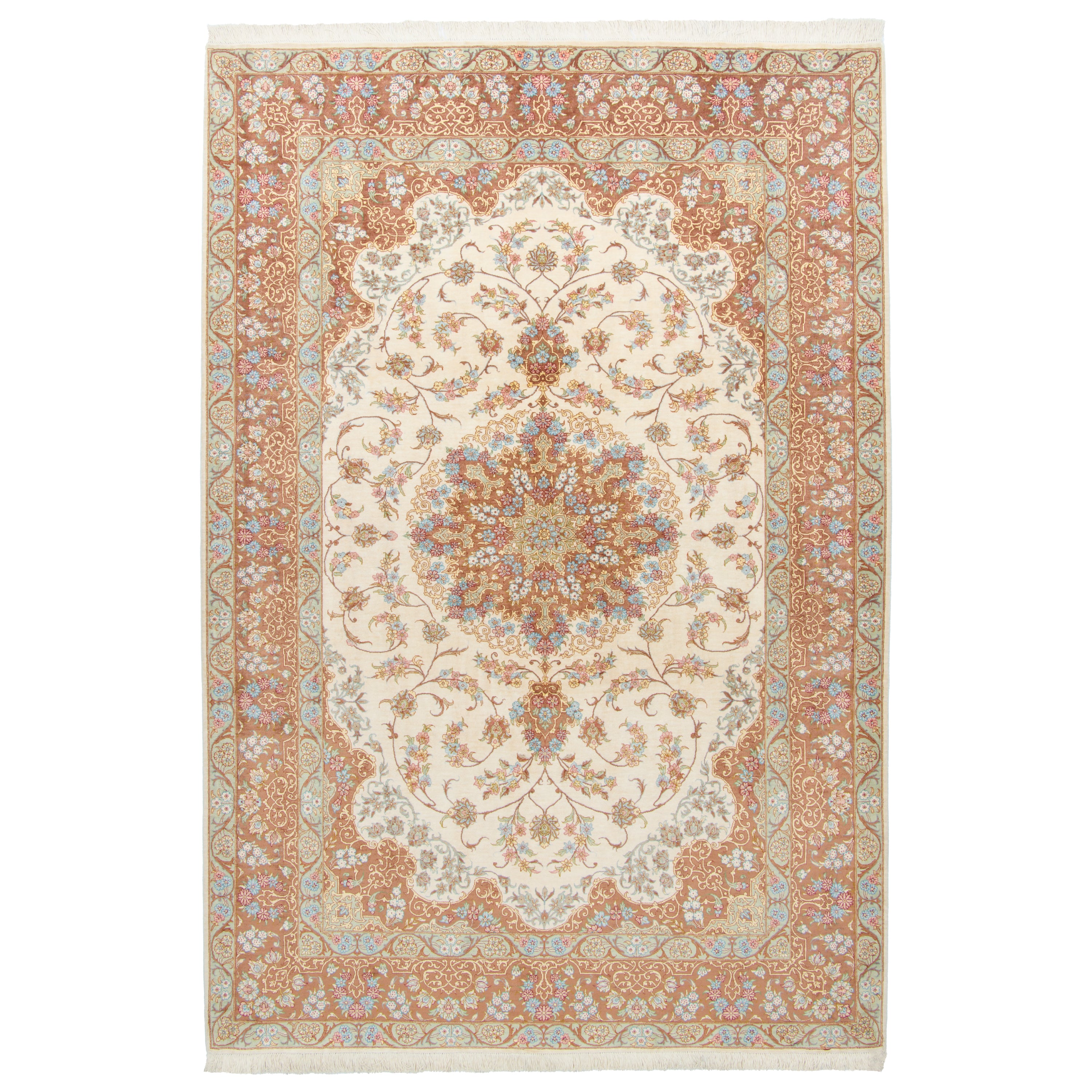Qom Handmade Carpet — Lachak Toranj | Full Silk | 137 × 202 cm | SKU 10200486