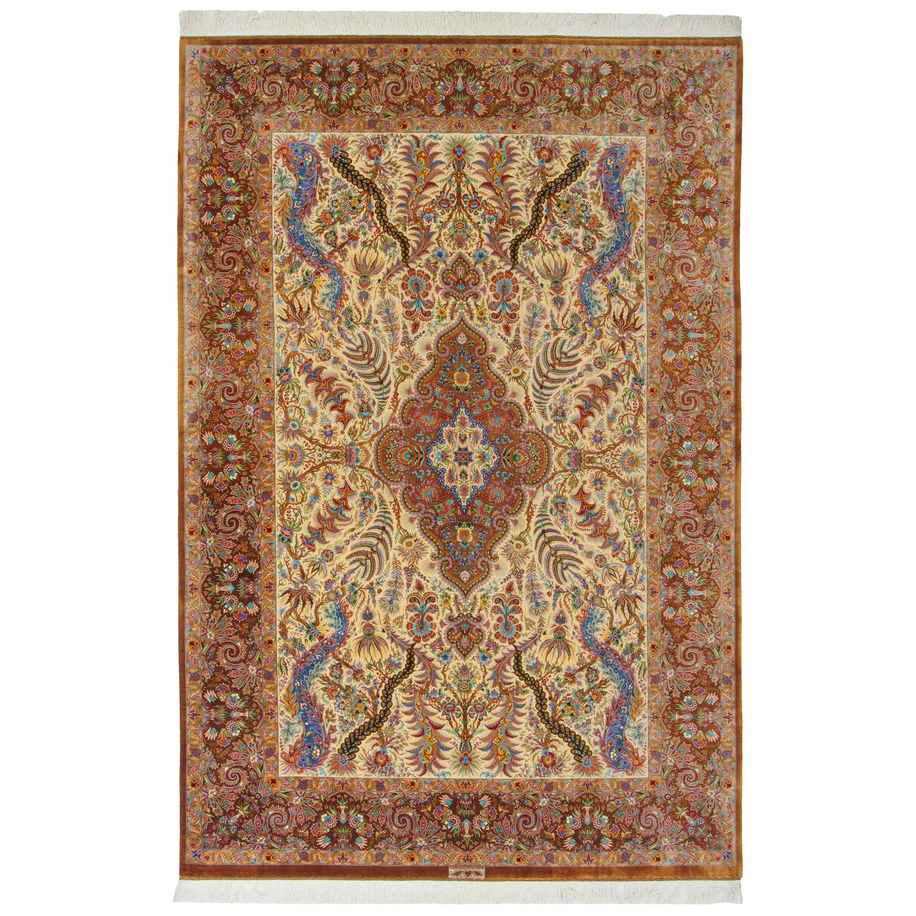 Qom Handmade Carpet — Lachak Toranj | Full Silk | 203 × 305 cm | SKU 10601050