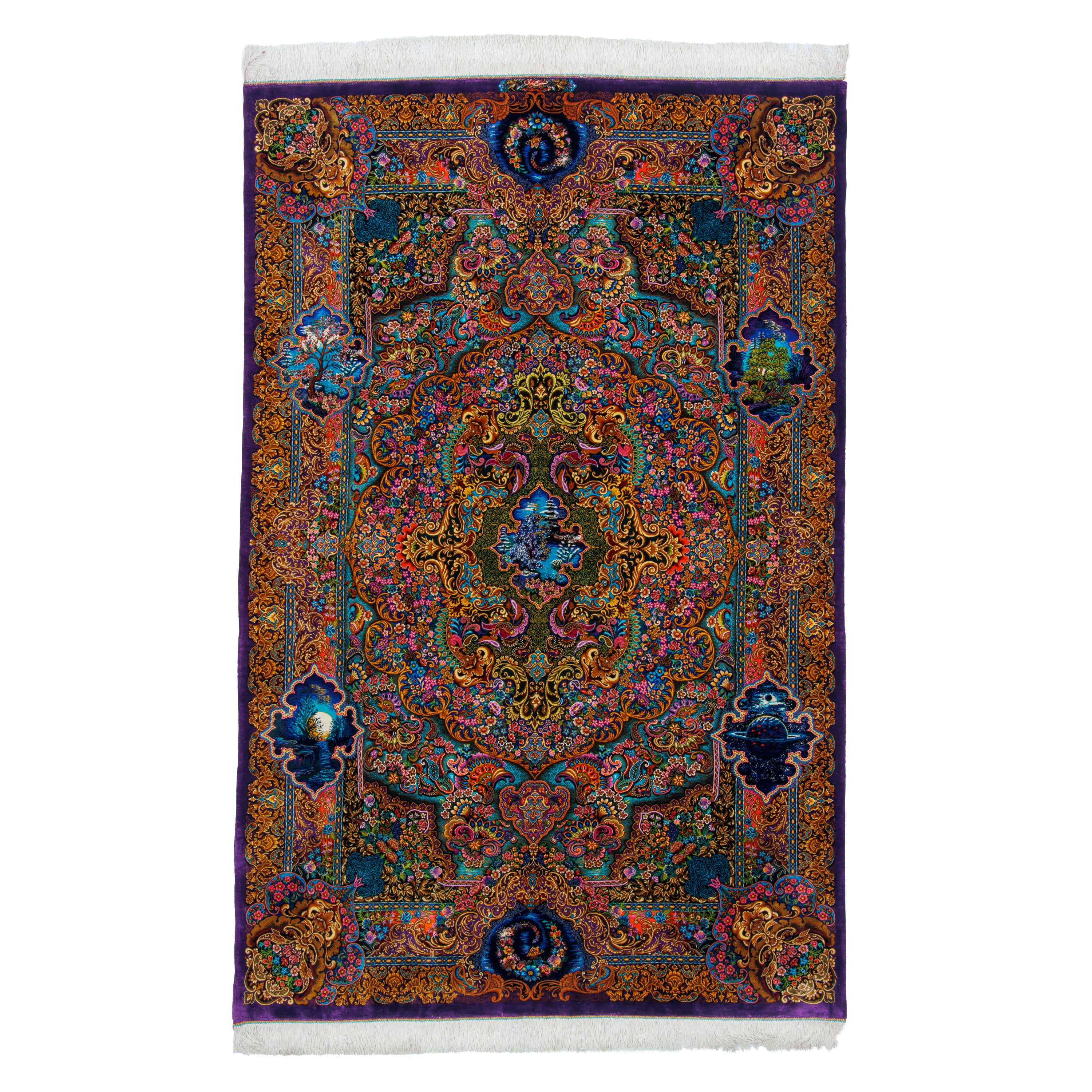 Qom Handmade Carpet — Lachak Toranj | Full Silk | 137 × 210 cm | SKU 10200410