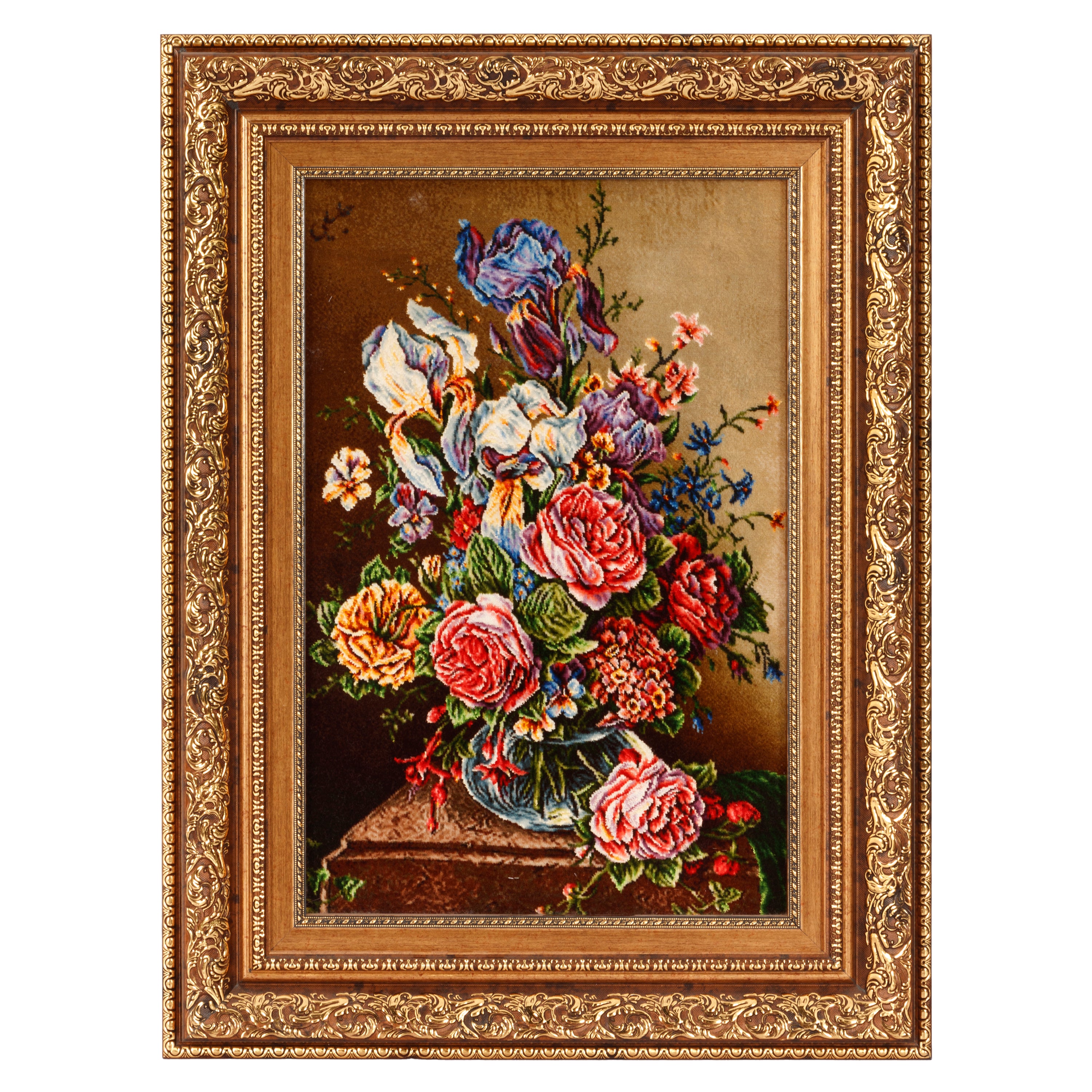 لوحة جدارية من سجاد تبريز المصنوع يدوياً — سراسر | وبر حريري / سداء حريري | 40 × 60 سم | SKU 70000893