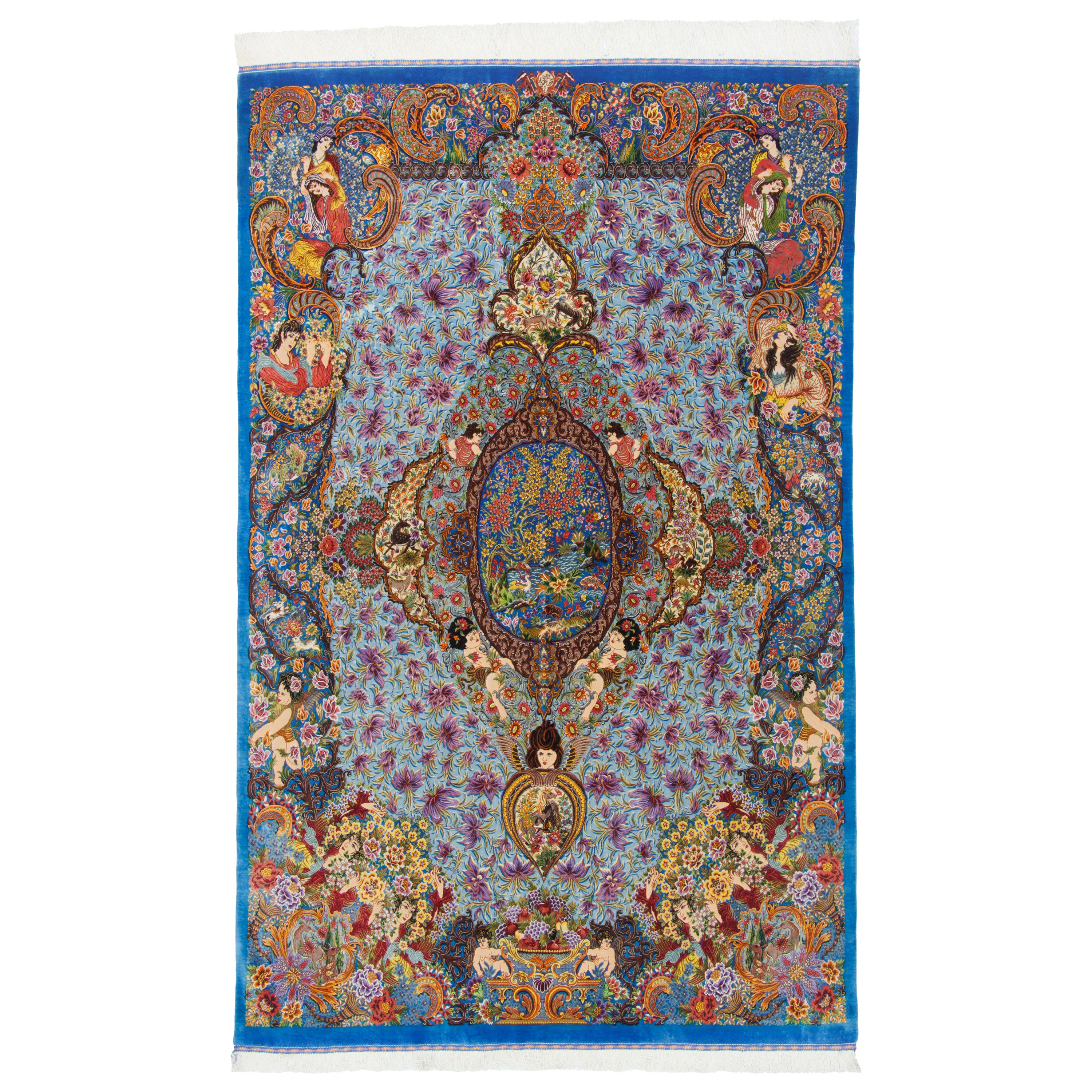 Qom Handmade Carpet — Lachak Toranj | Full Silk | 130 × 207 cm | SKU 10200419