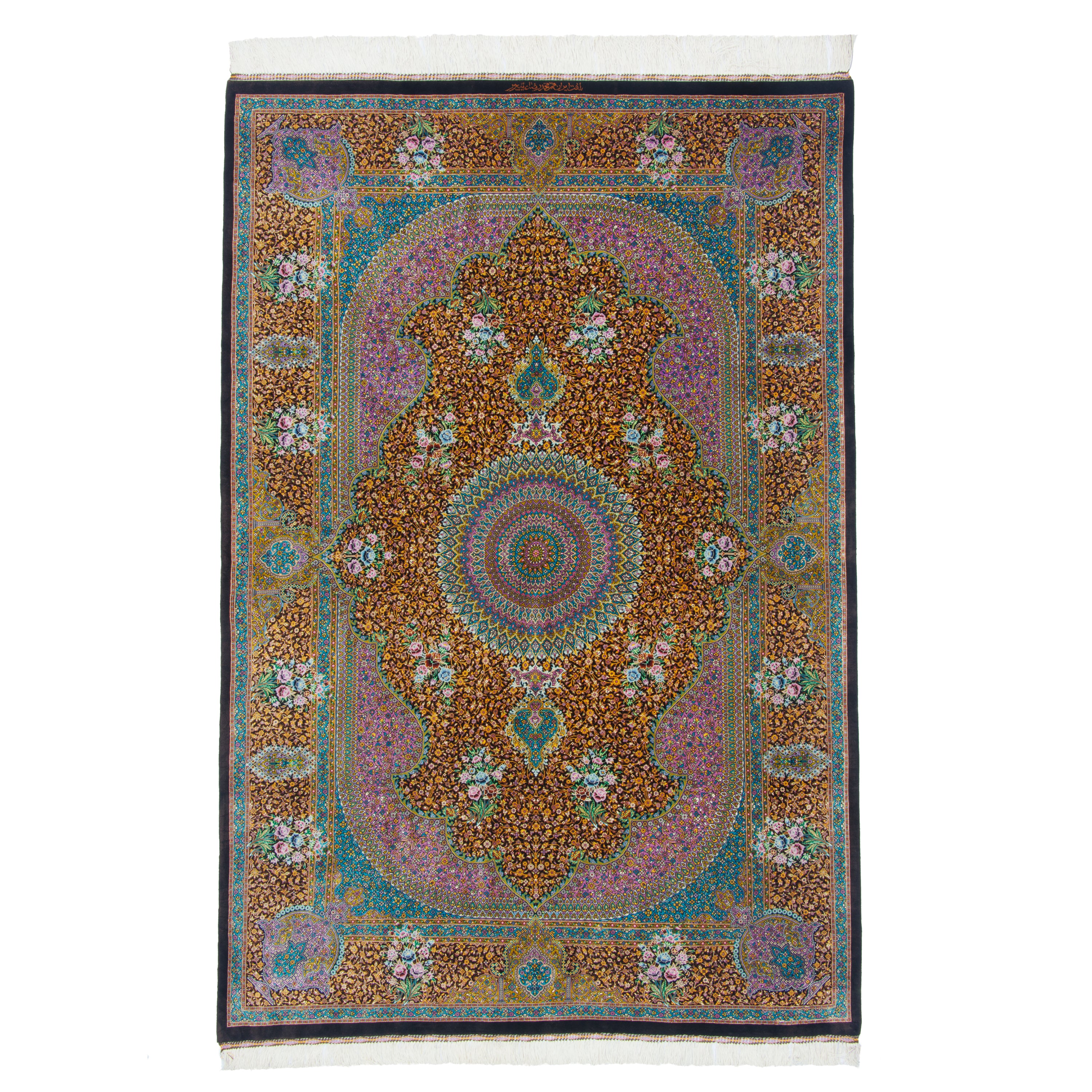 Qom Handmade Carpet — Lachak Toranj | Full Silk | 131 × 196 cm | SKU 10200420