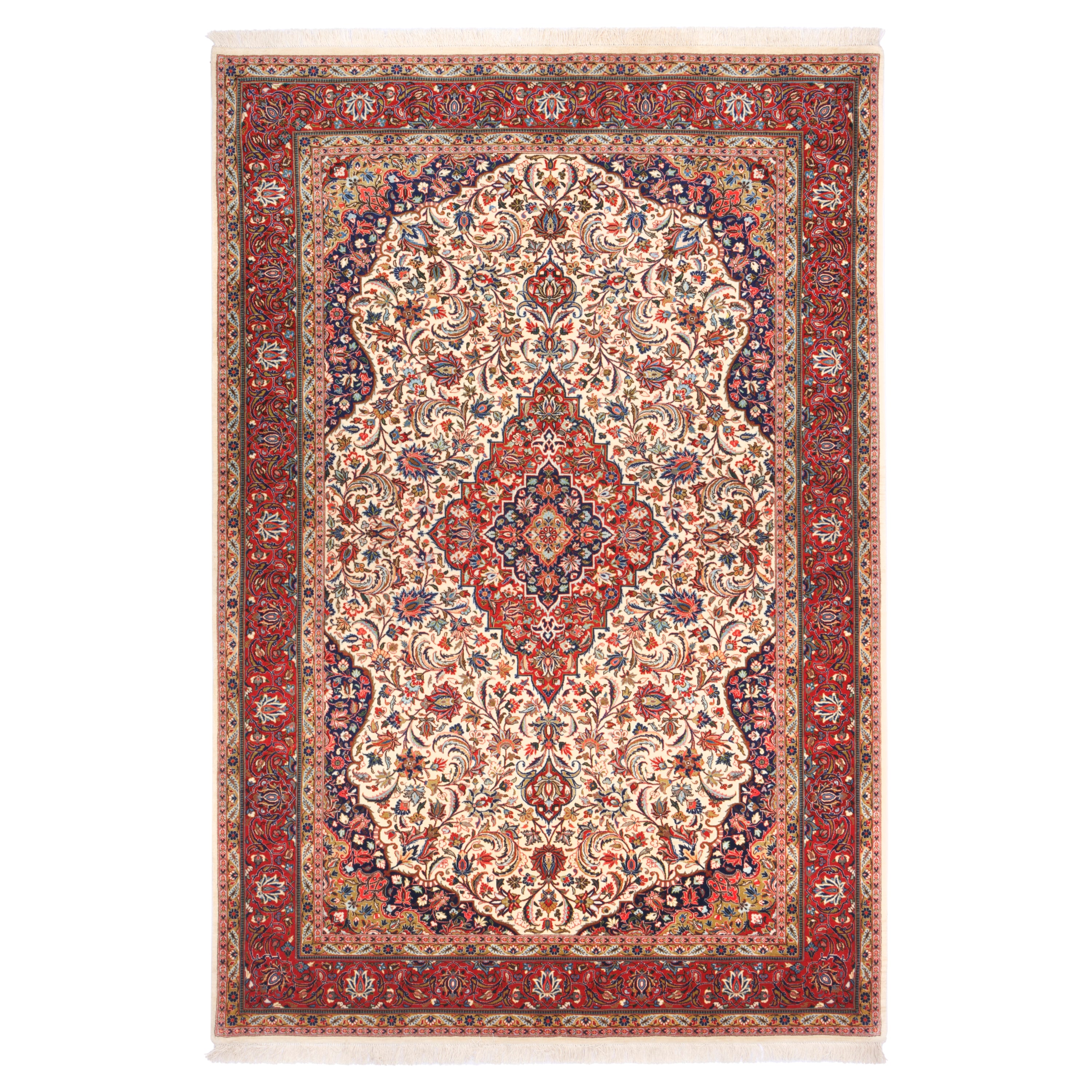 Kashan Handmade Carpet — Lachak Toranj | Silk Pile / Silk Warp | 140 × 204 cm | SKU 10200858