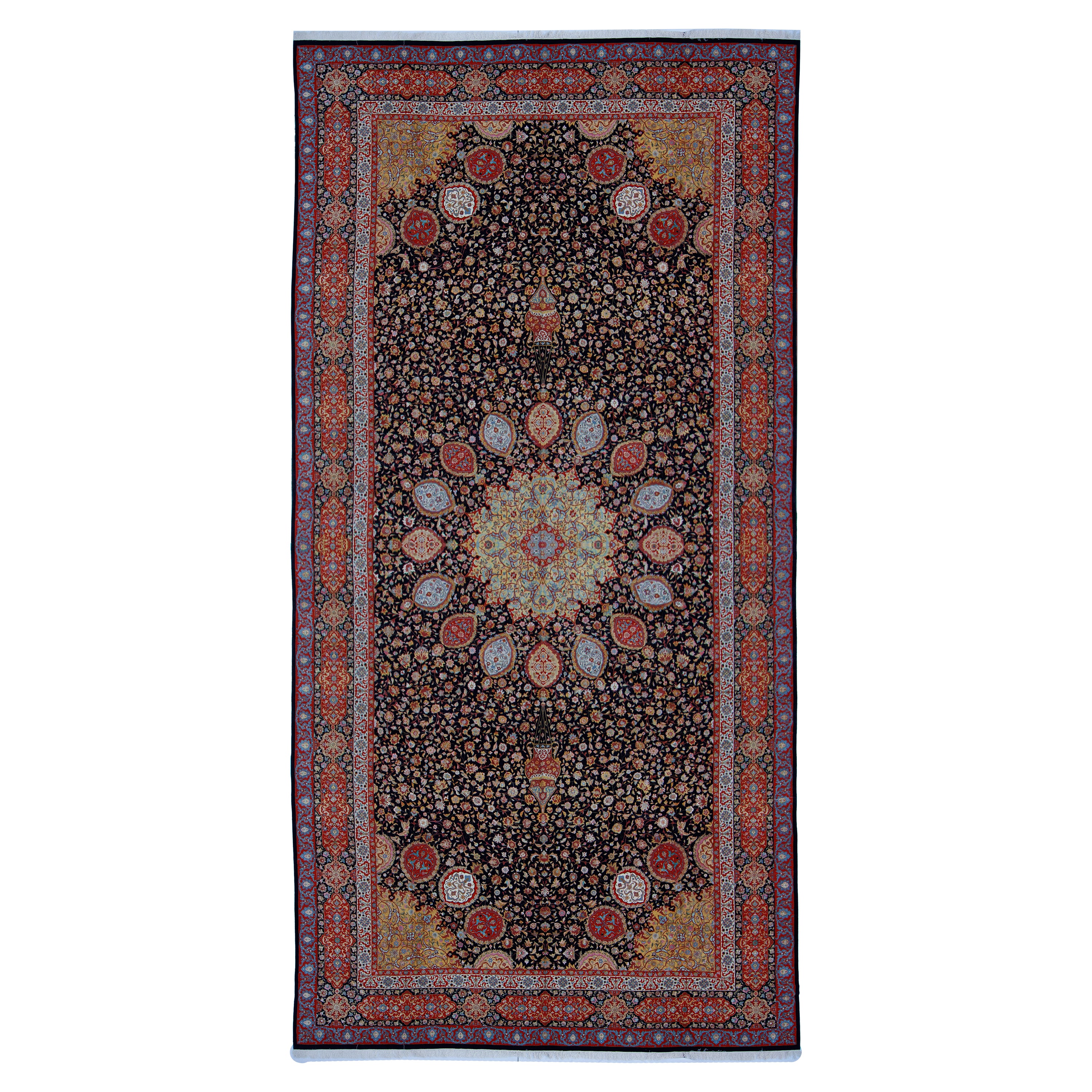 Tabriz Handmade Carpet — Lachak Toranj | Silk Pile / Silk Warp | 600 × 1200 cm | SKU 17200534