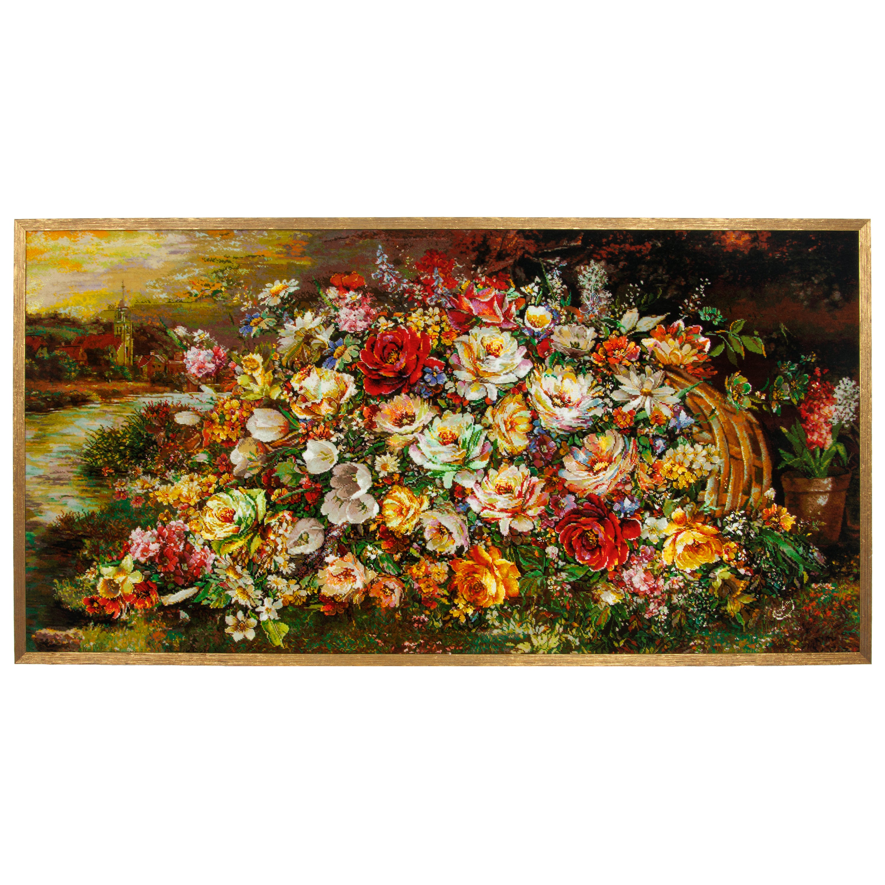 فنية جدارية بسجاد تبريز اليدوي - سراسر | وبر حريري / سدى حريري | 70 × 138 سم | رمز المنتج 70001593