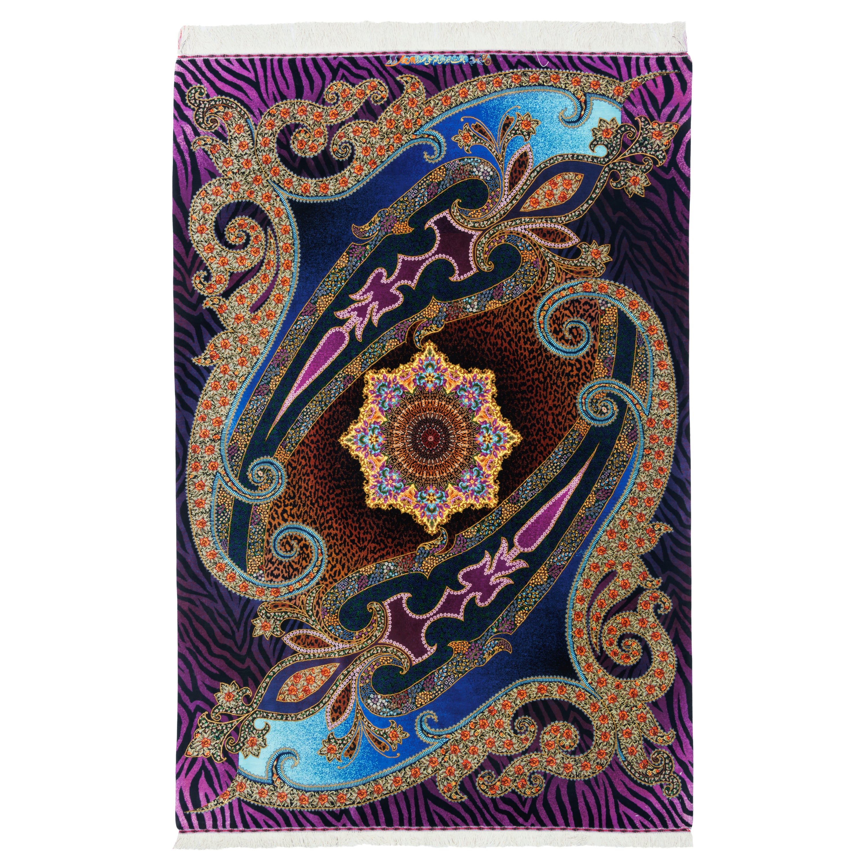 Qom Handmade Carpet — Toranj-dar | Full Silk | 137 × 205 cm | SKU 10200379
