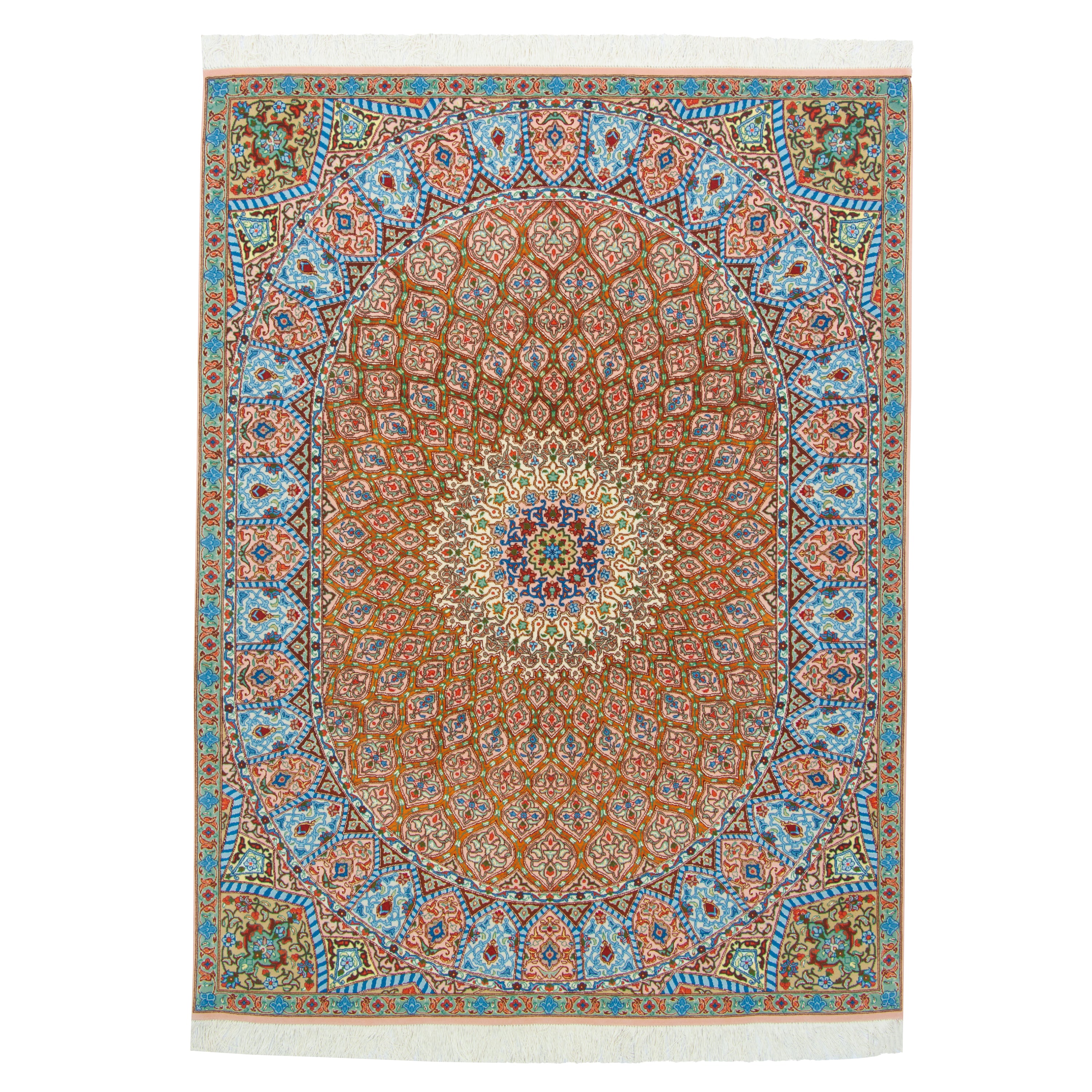 Tabriz Handmade Carpet — Gonbadi | Silk Pile / Silk Warp | 151 × 212 cm | SKU 10300522